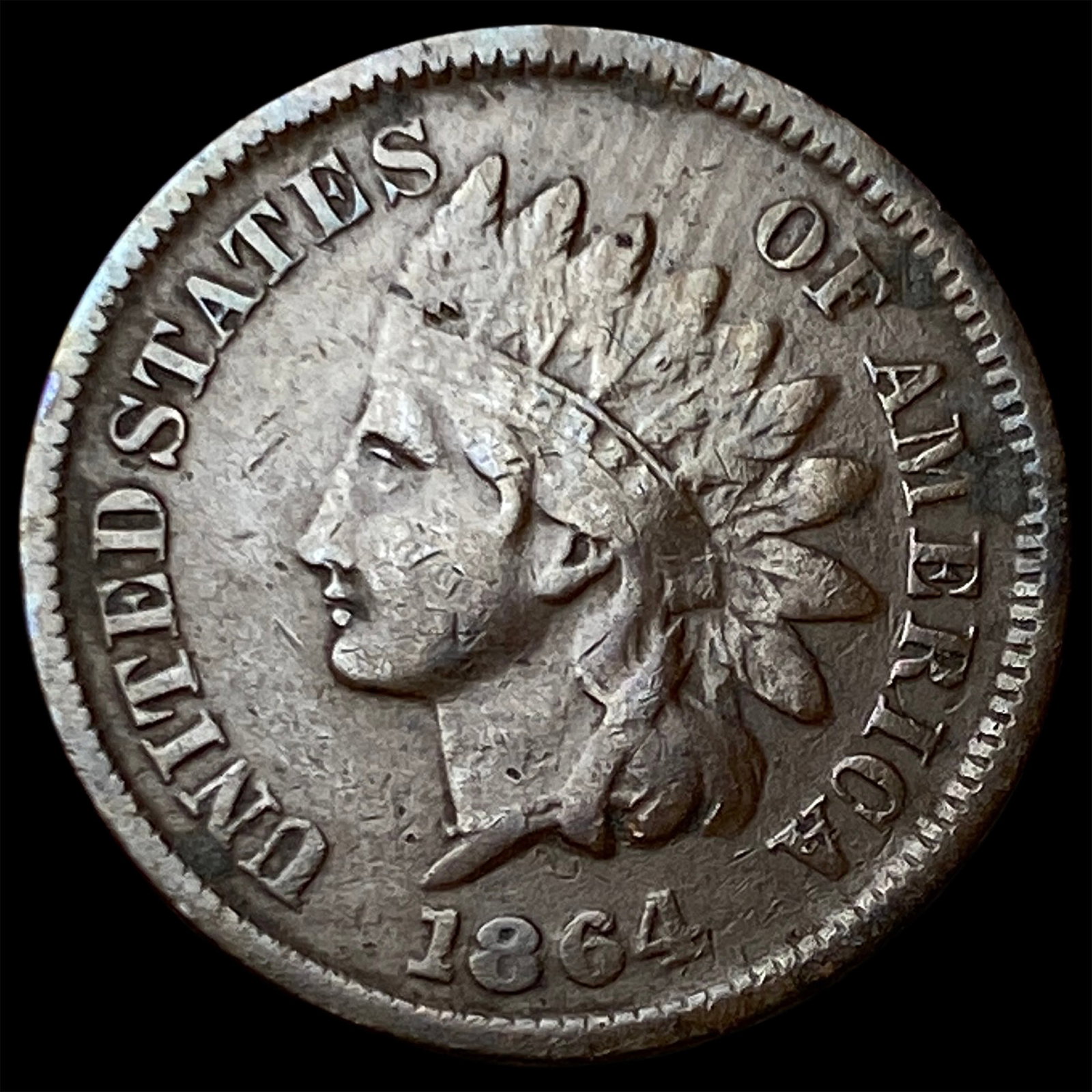 1864 Indian Head Cent (Copper-Nickel) LIGHTLY CIRCULATED: 1864 Indian Head Cent (Copper-Nickel) LIGHTLY CIRCULATED