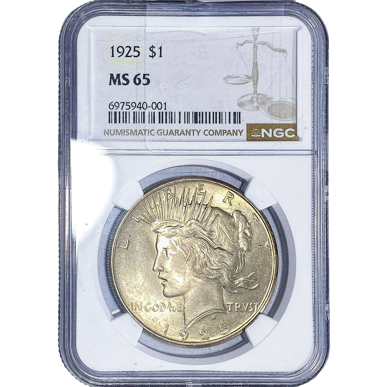 1925 Silver Peace Dollar NGC MS65: 1925 Silver Peace Dollar NGC MS65