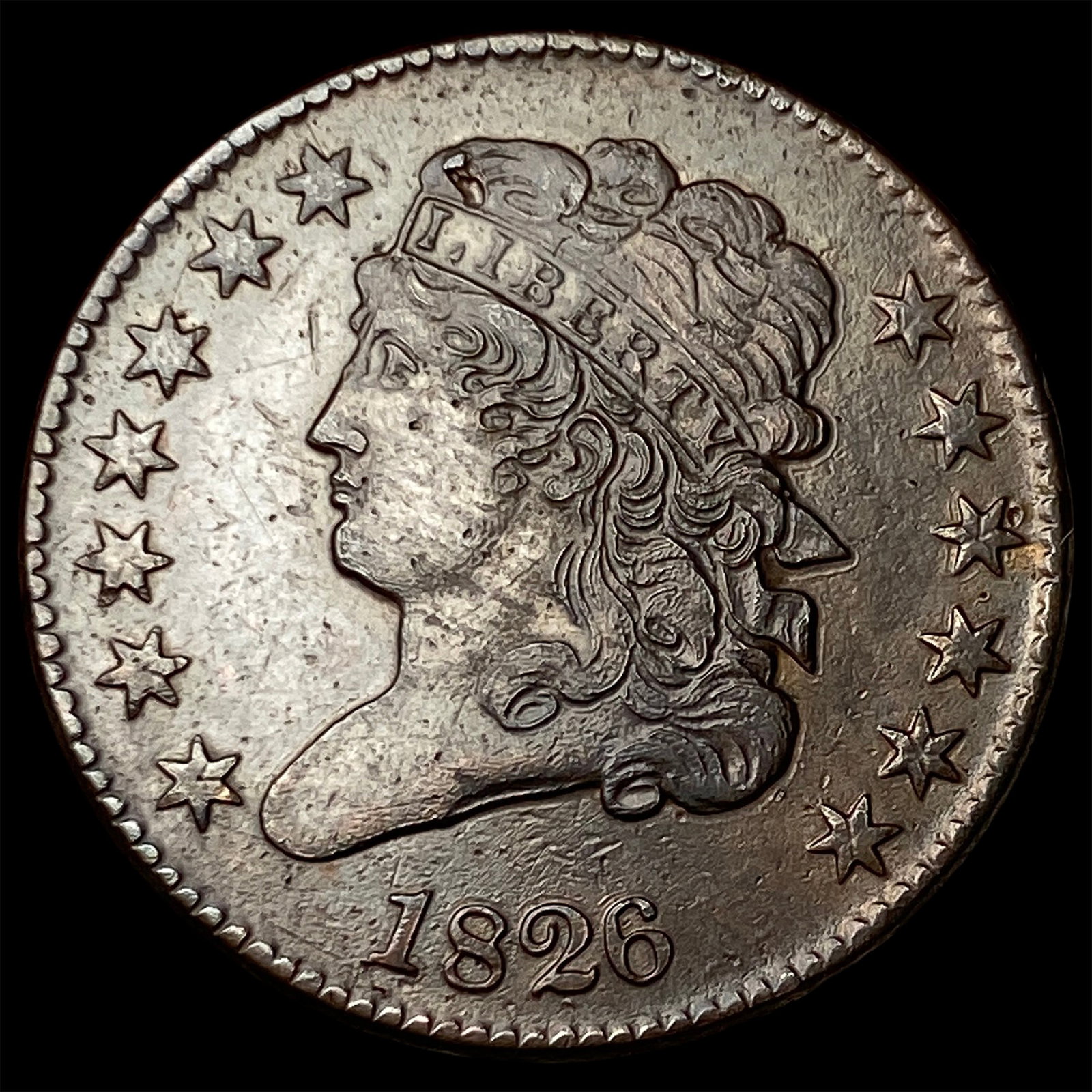 1826 Copper Half Cent CHOICE AU: 1826 Copper Half Cent CHOICE AU