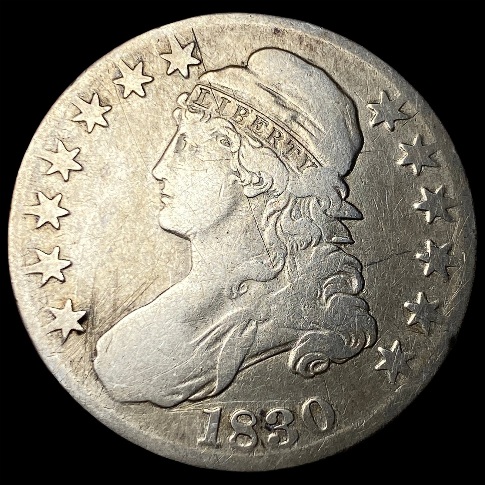 1830 Capped Bust Half Dollar LIGHTLY CIRCULATED: 1830 Capped Bust Half Dollar LIGHTLY CIRCULATED