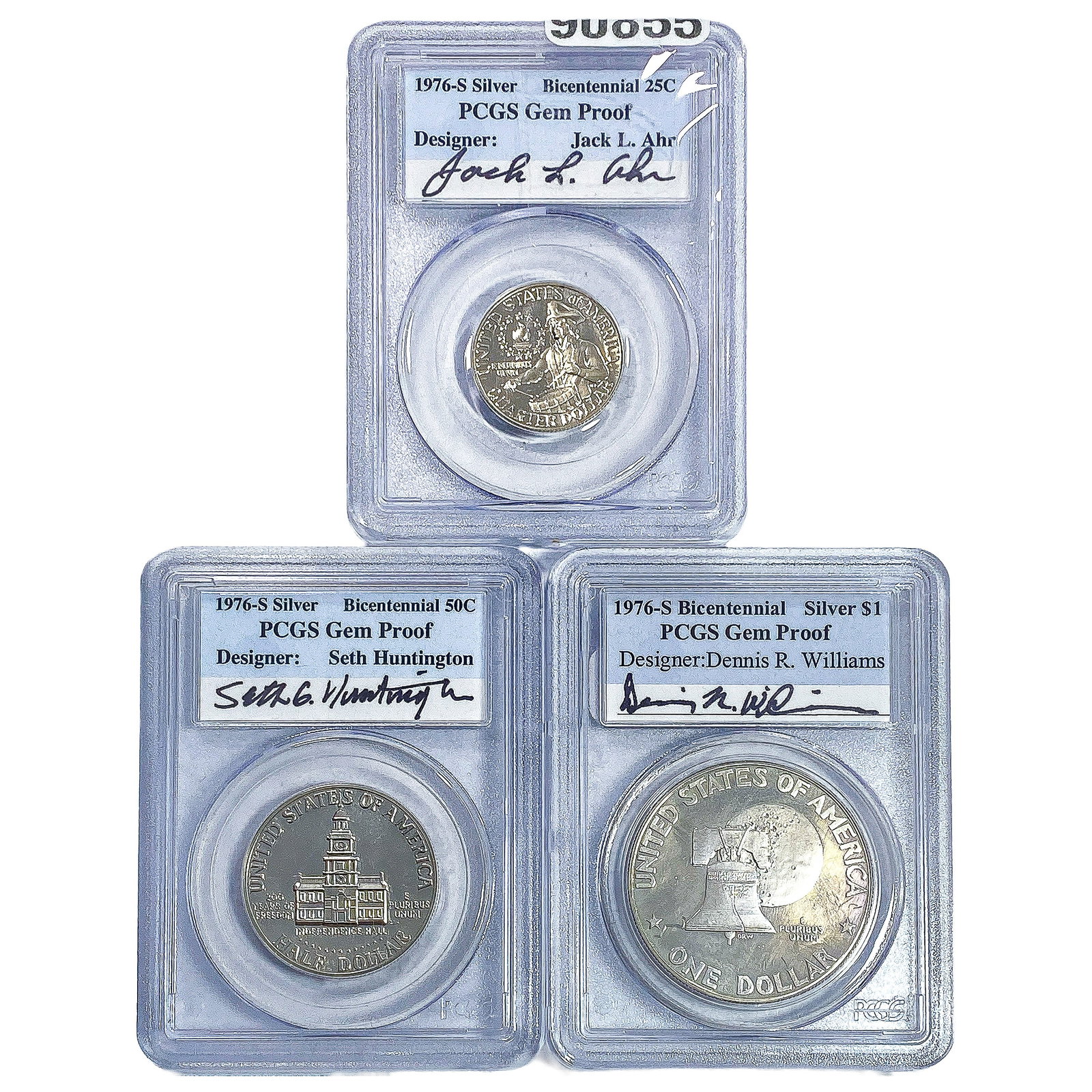 [3 Coins] 1976-D Sliver $1, 50C, 25C Gem Proof Set PCGS (1 of 2)