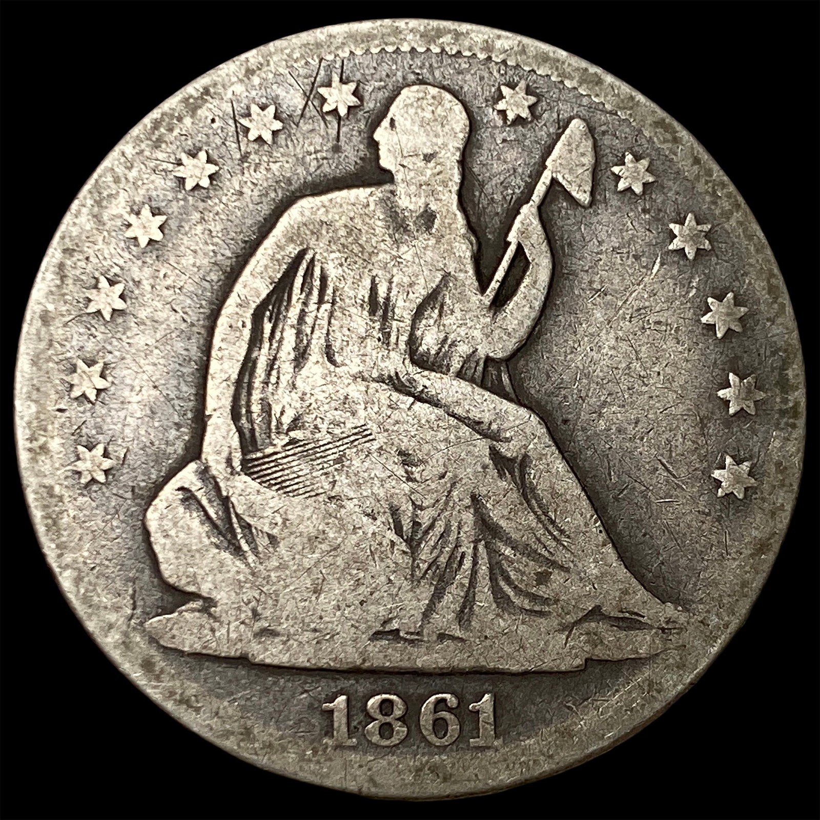1861 Seated Liberty Half Dollar NICELY CIRCULATED: 1861 Seated Liberty Half Dollar NICELY CIRCULATED