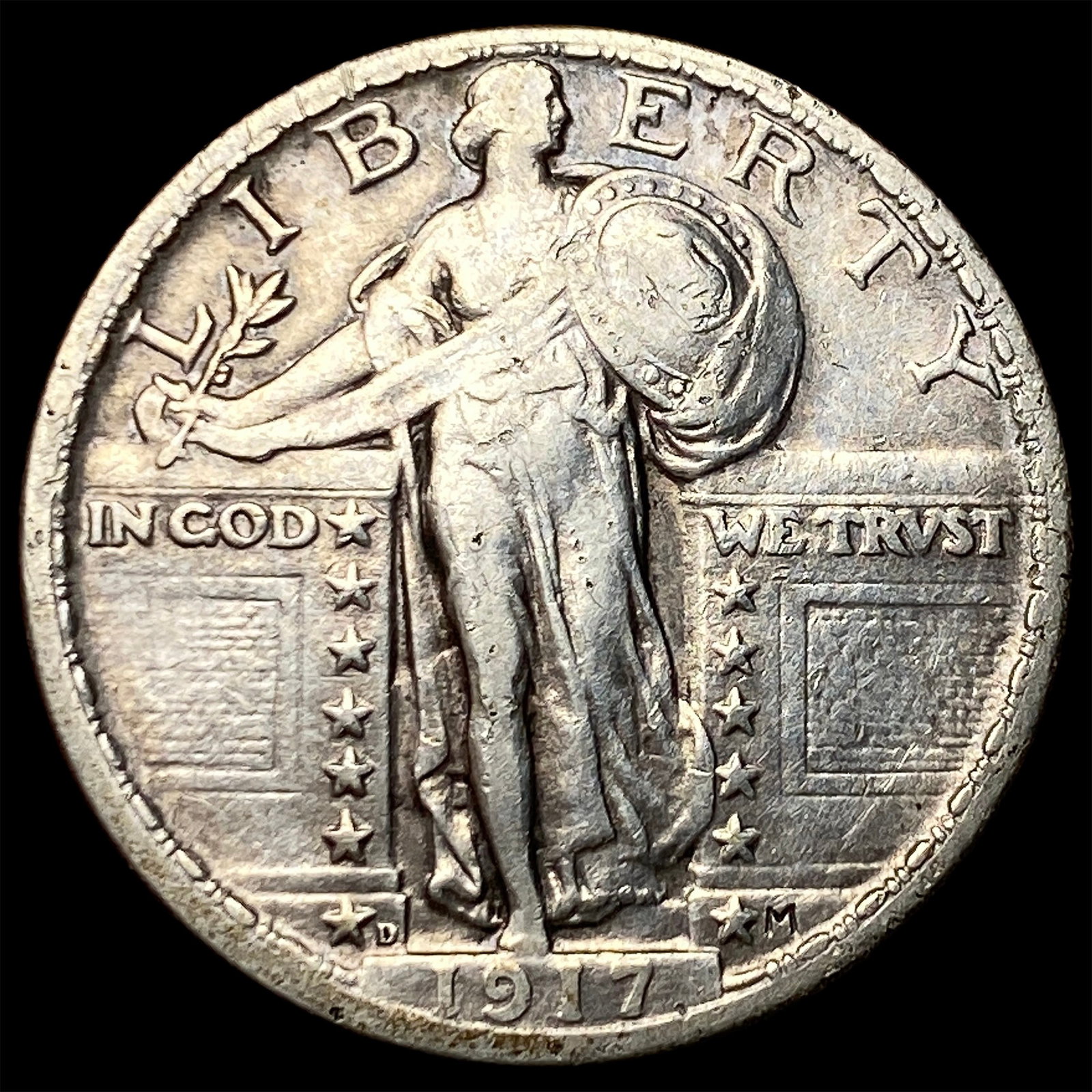1917-D Silver Standing Liberty Quarter NEARLY UNCIRCULATED: 1917-D Silver Standing Liberty Quarter NEARLY UNCIRCULATED