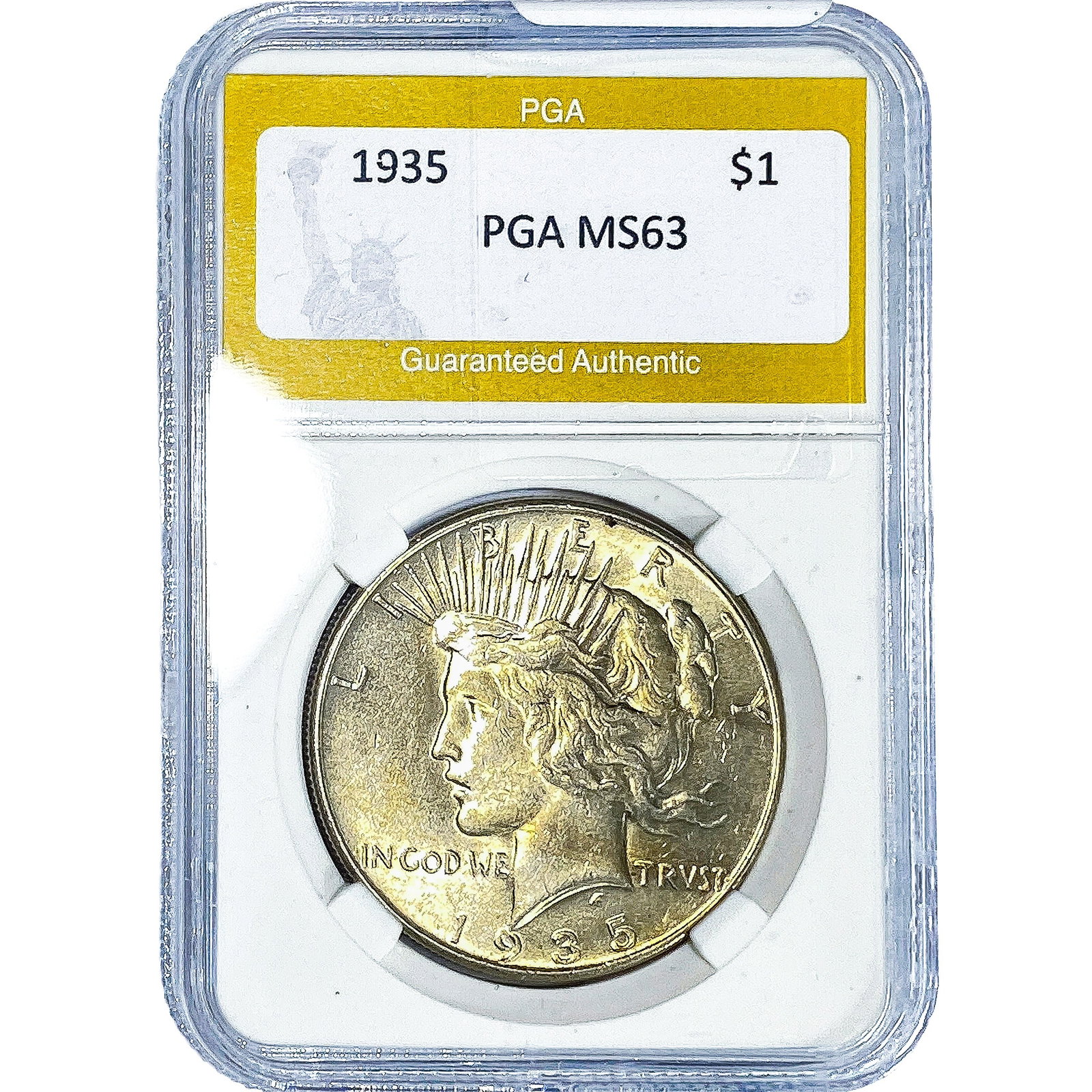 1935 Silver Peace Dollar PGA MS63: 1935 Silver Peace Dollar PGA MS63