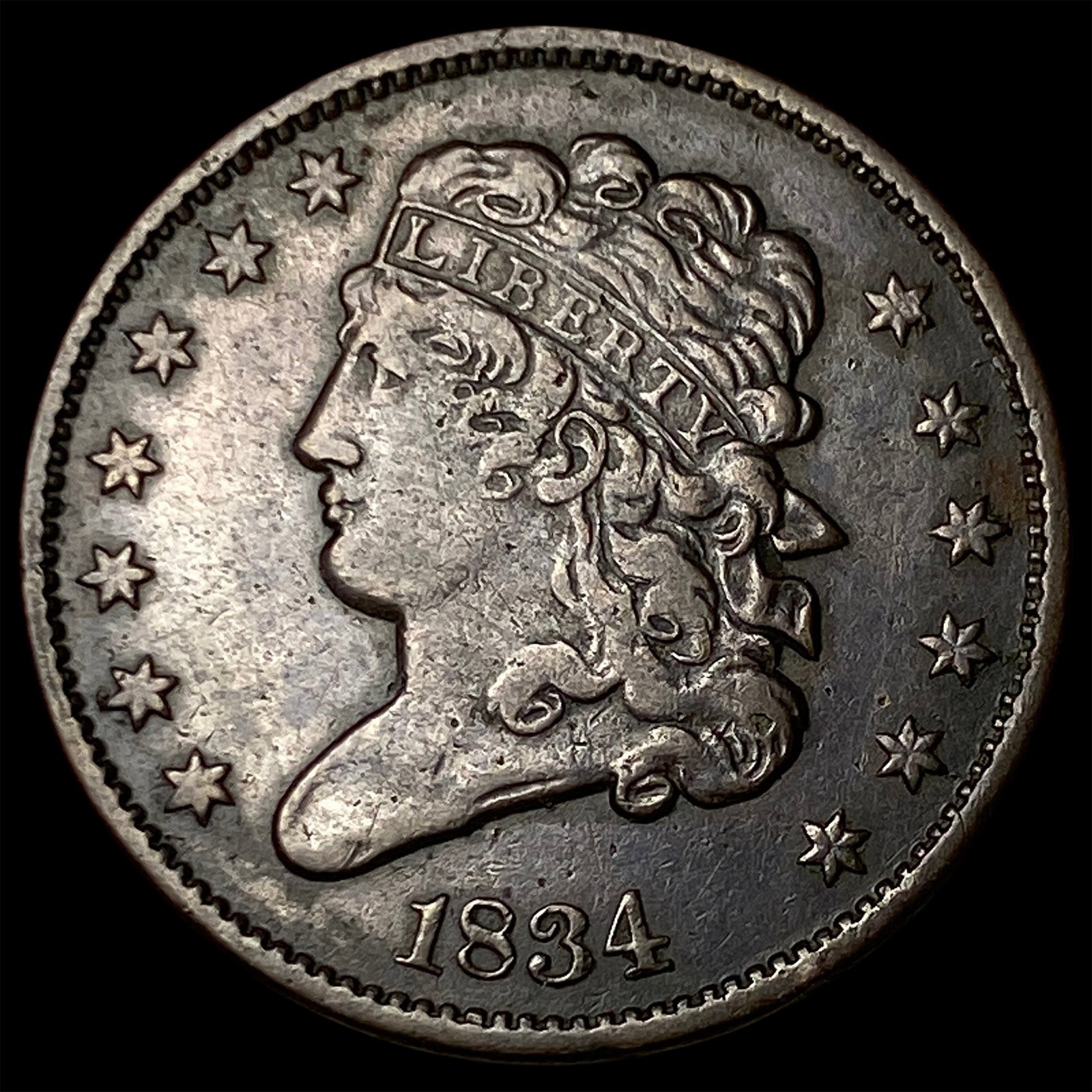 1834 Classic Head Half Cent CLOSELY UNCIRCULATED: 1834 Classic Head Half Cent CLOSELY UNCIRCULATED