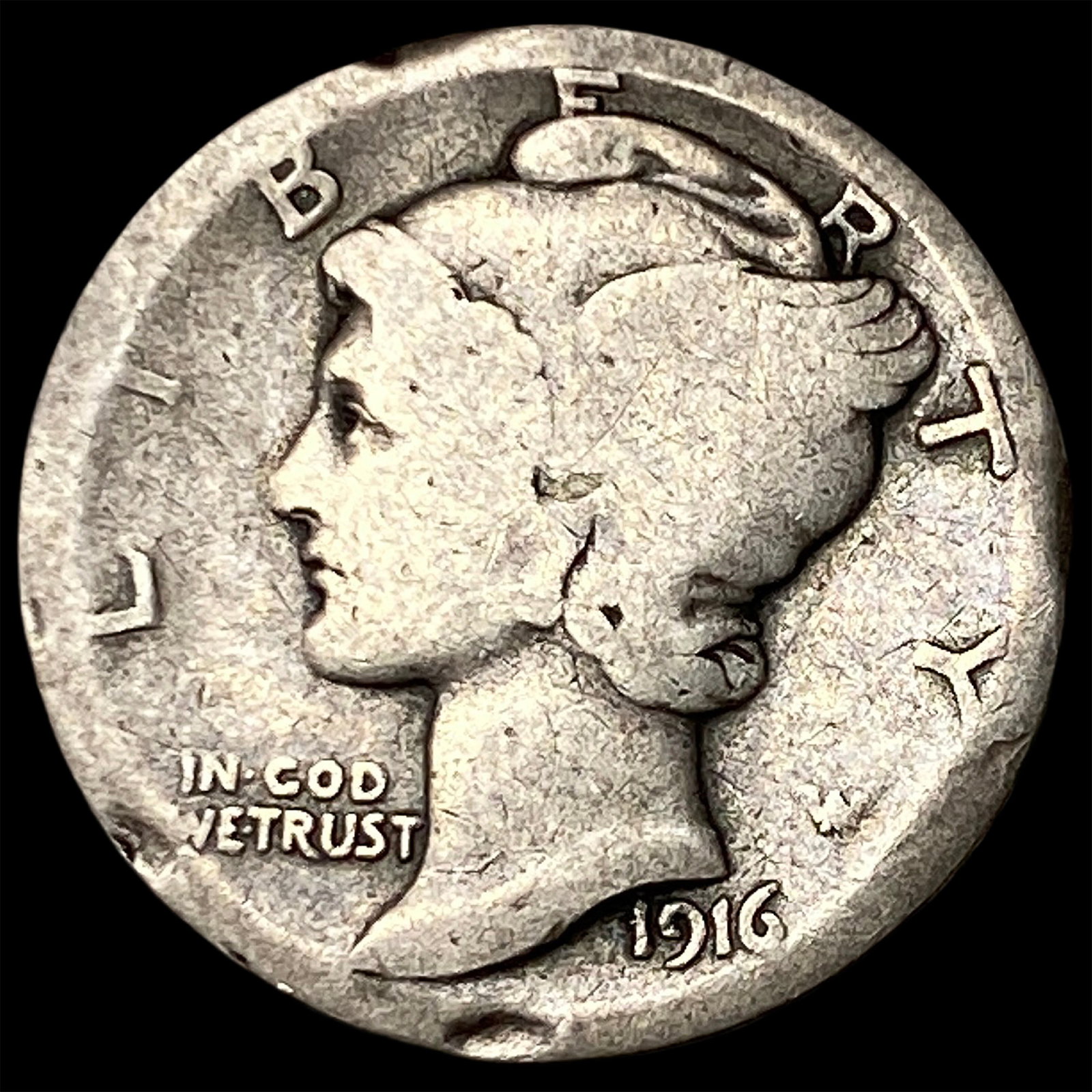 1916 Mercury Dime NICELY CIRCULATED: 1916 Mercury Dime NICELY CIRCULATED