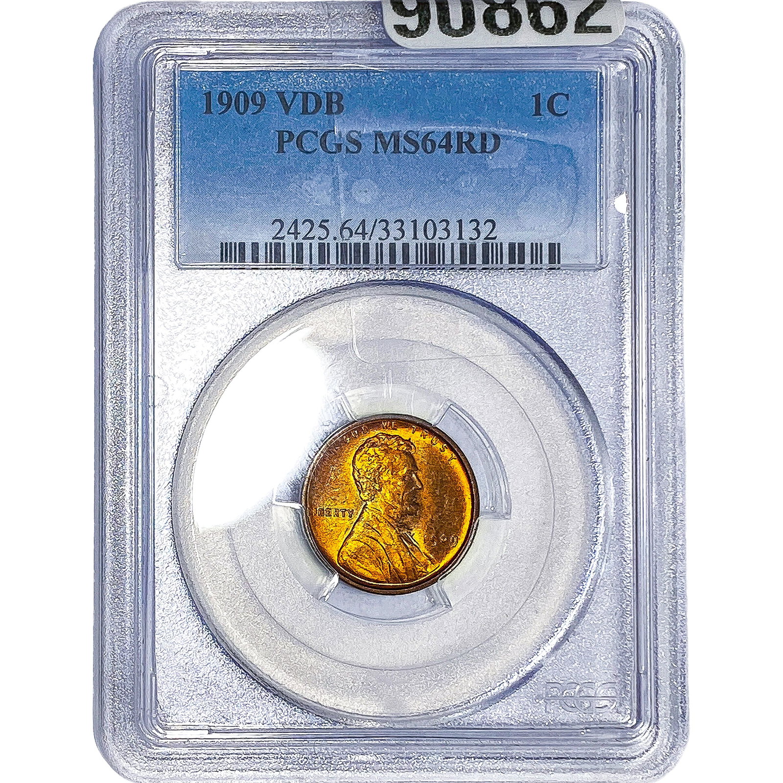 1909 VDB Wheat Cent PCGS MS64 RD: 1909 VDB Wheat Cent PCGS MS64 RD