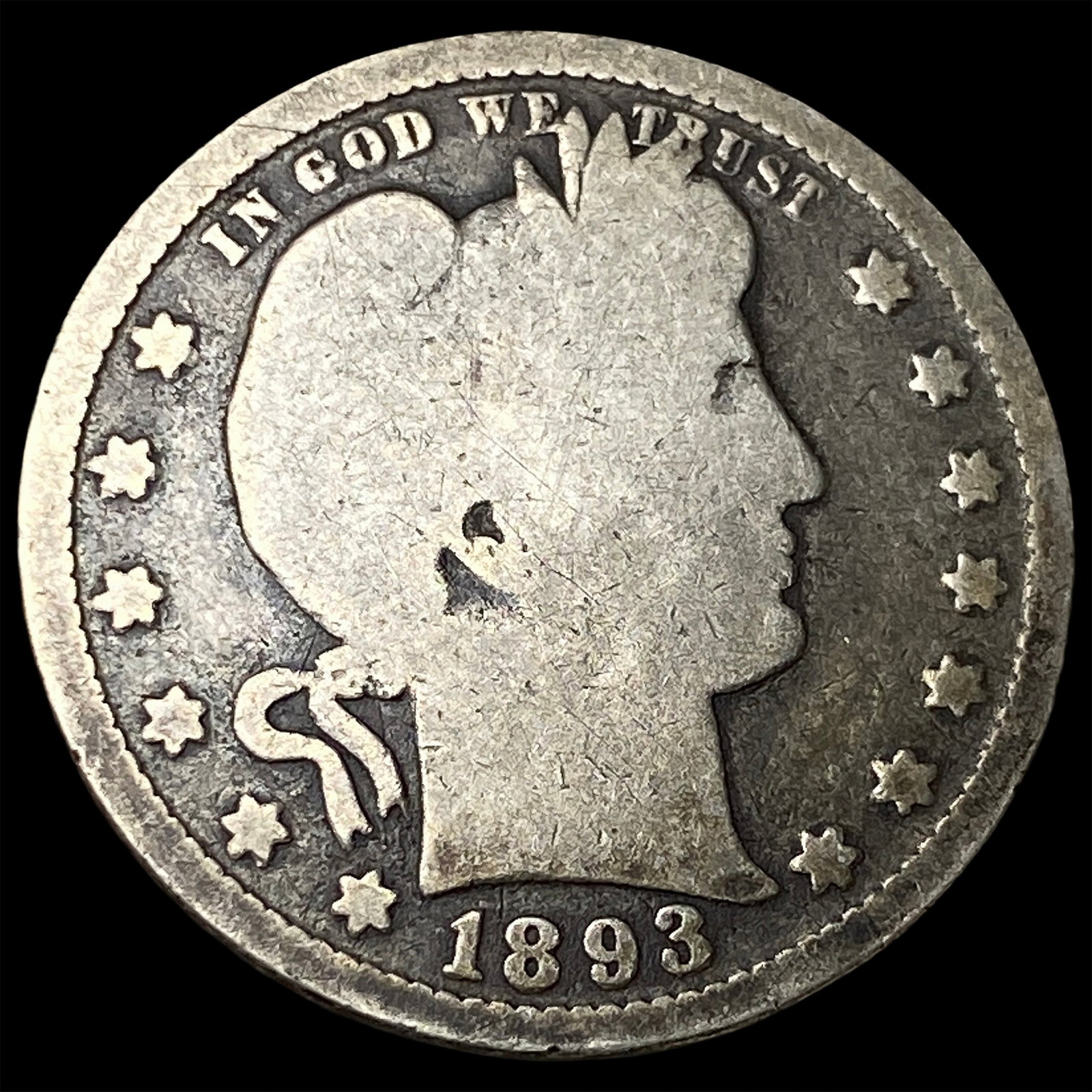 1893 Barber Quarter NICELY CIRCULATED: 1893 Barber Quarter NICELY CIRCULATED