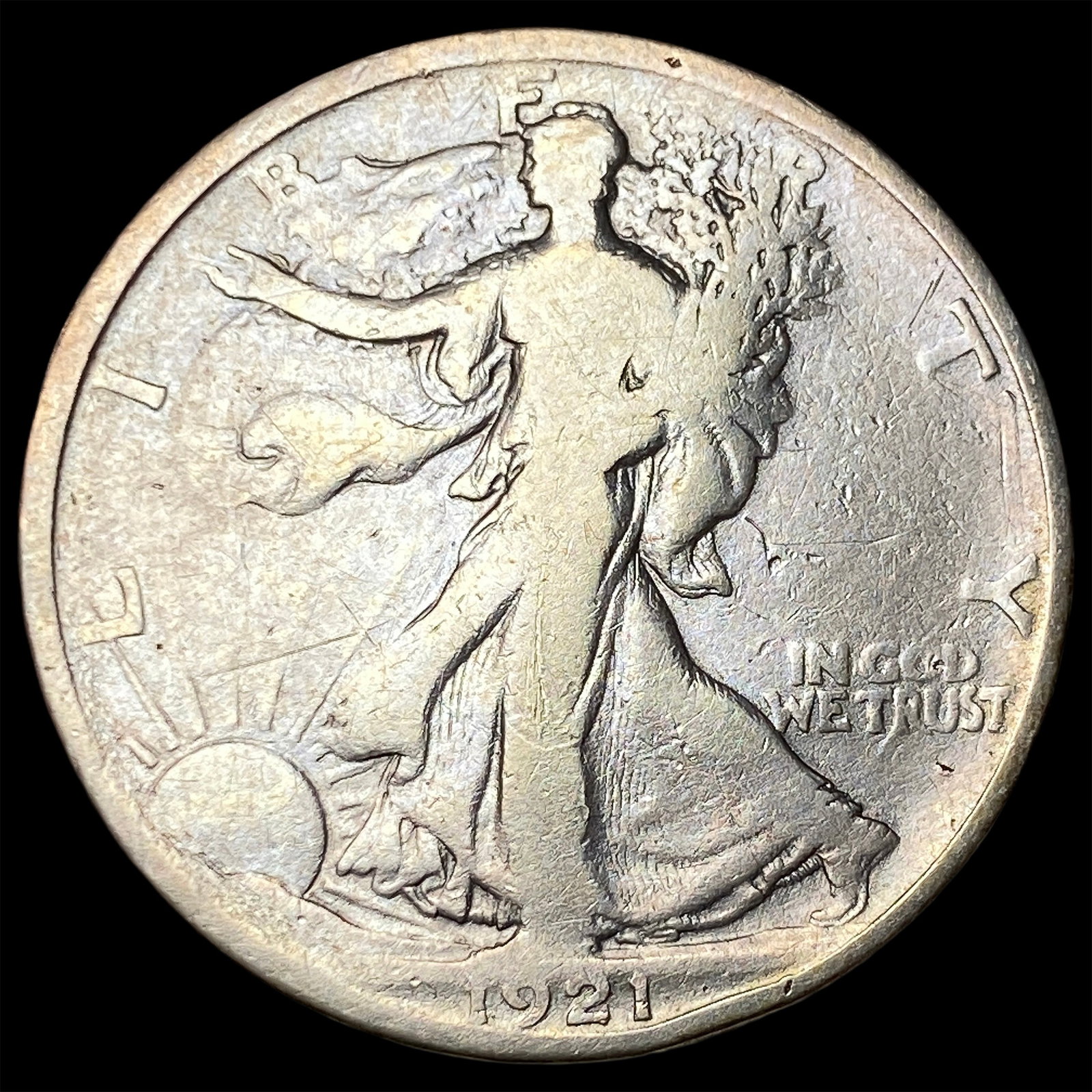 1921 Silver Walking Liberty Half Dollar NICELY CIRCULATED: 1921 Silver Walking Liberty Half Dollar NICELY CIRCULATED