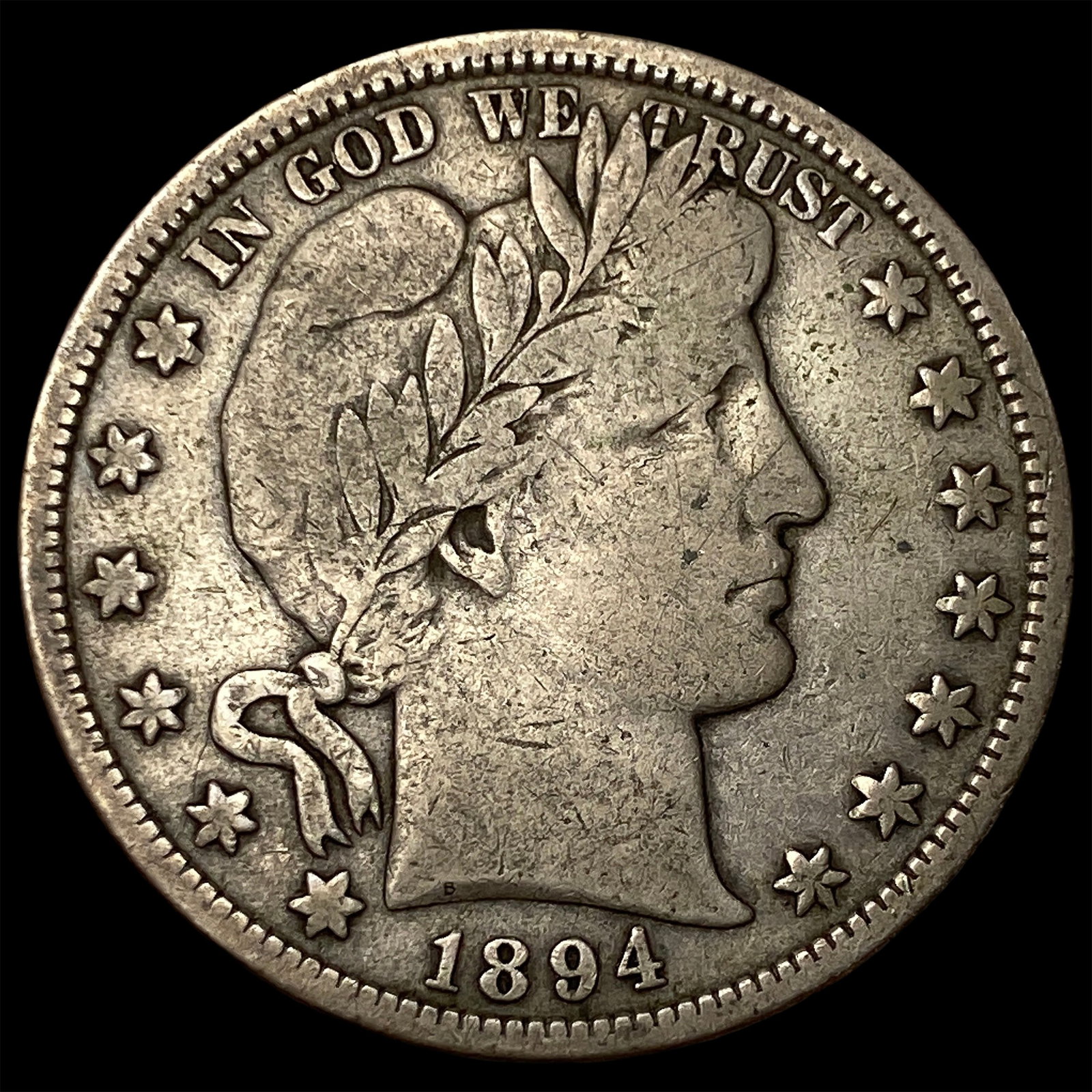 1894-S Silver Barber Half Dollar NEARLY UNCIRCULATED: 1894-S Silver Barber Half Dollar NEARLY UNCIRCULATED