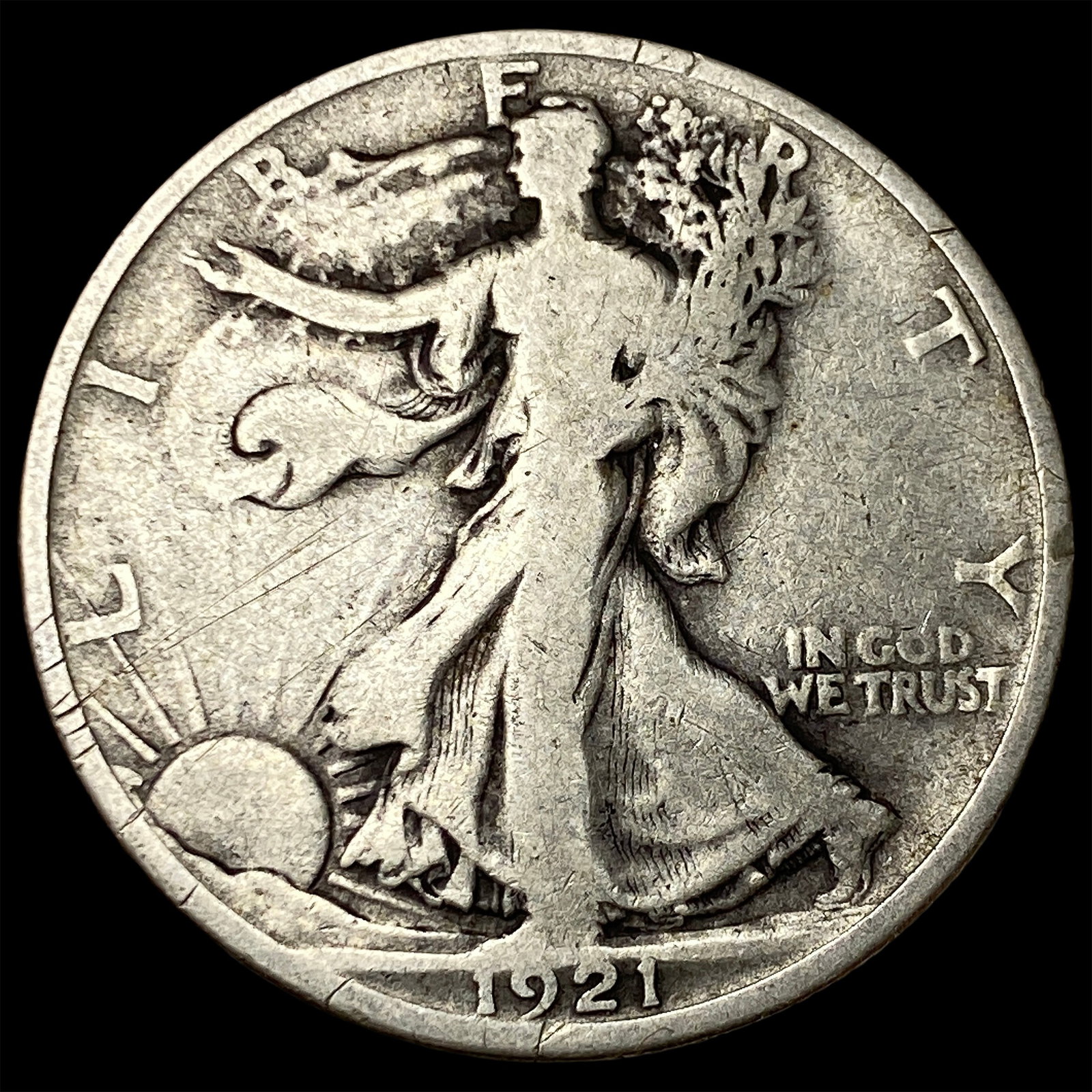 1921-D Silver Walking Liberty Half Dollar LIGHTLY CIRCULATED: 1921-D Silver Walking Liberty Half Dollar LIGHTLY CIRCULATED