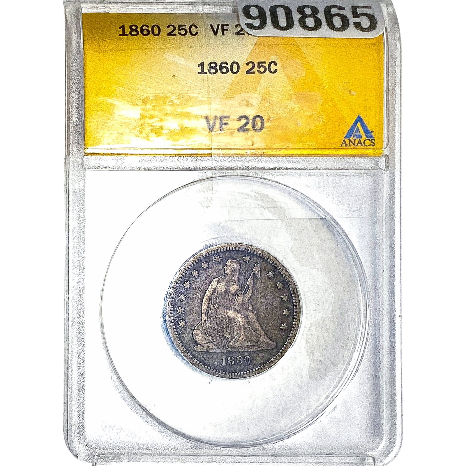 1860 Seated Liberty Quarter ANACS VF20: 1860 Seated Liberty Quarter ANACS VF20