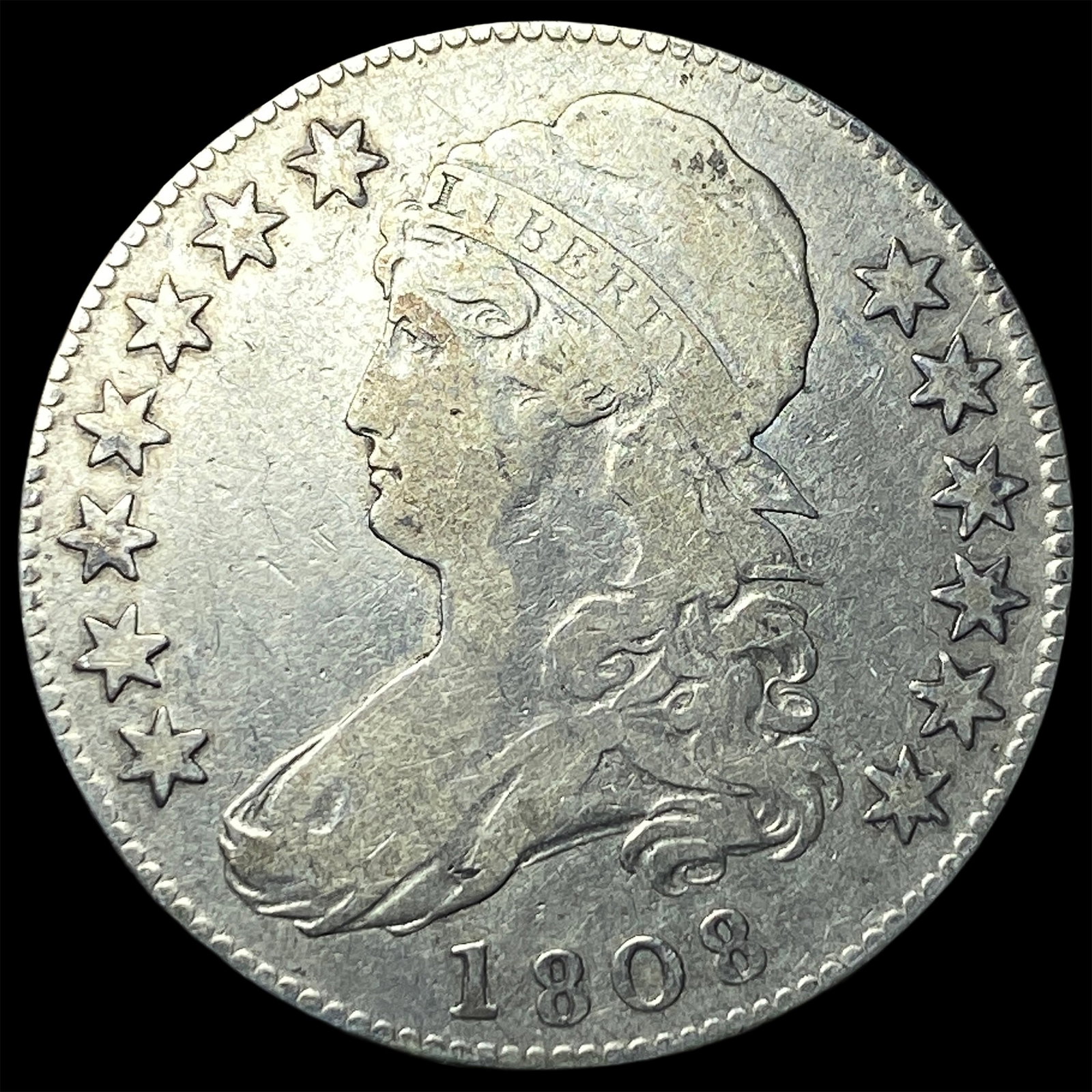 1808 Capped Bust Half Dollar LIGHTLY CIRCULATED: 1808 Capped Bust Half Dollar LIGHTLY CIRCULATED