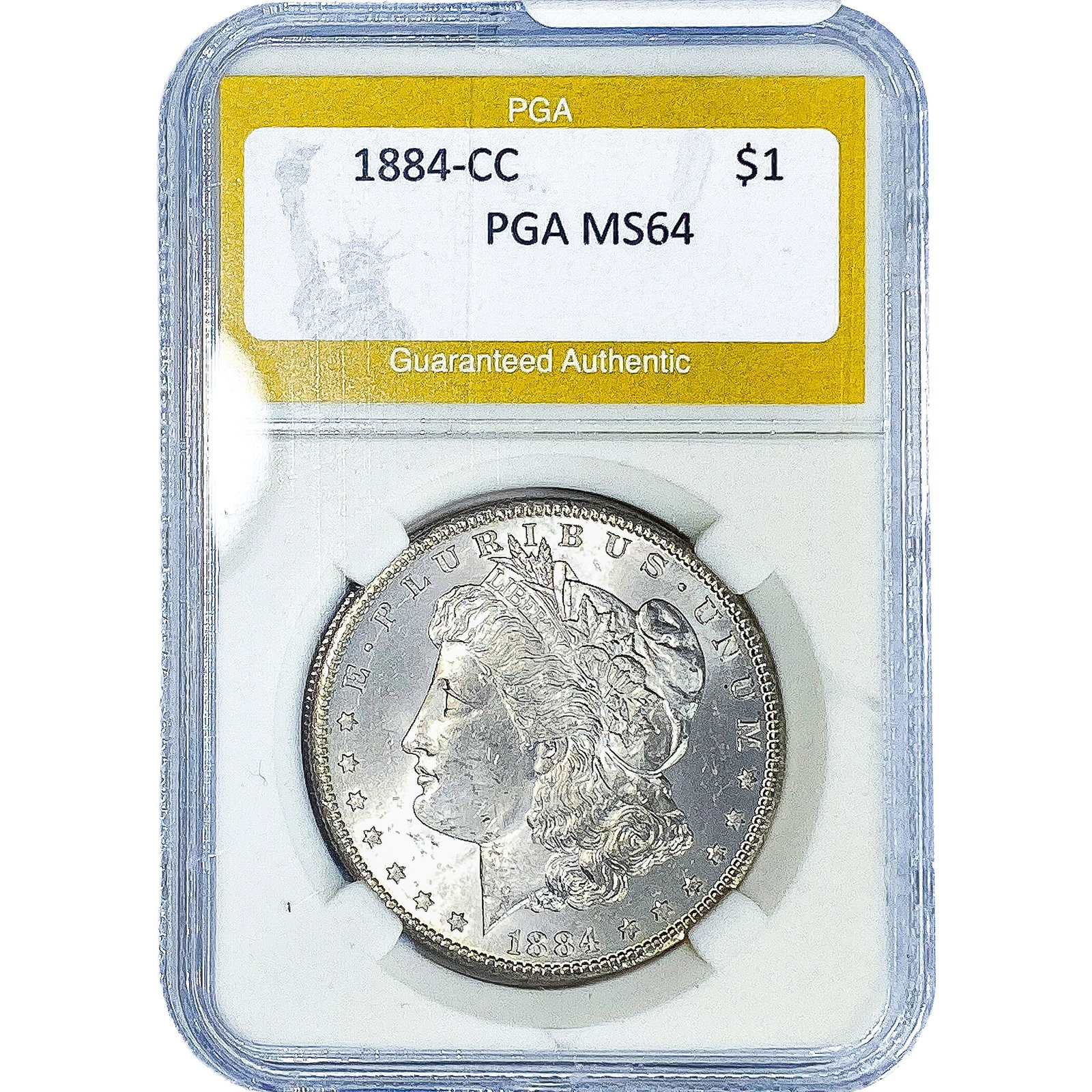 1884-CC Morgan Silver Dollar PGA MS64: 1884-CC Morgan Silver Dollar PGA MS64