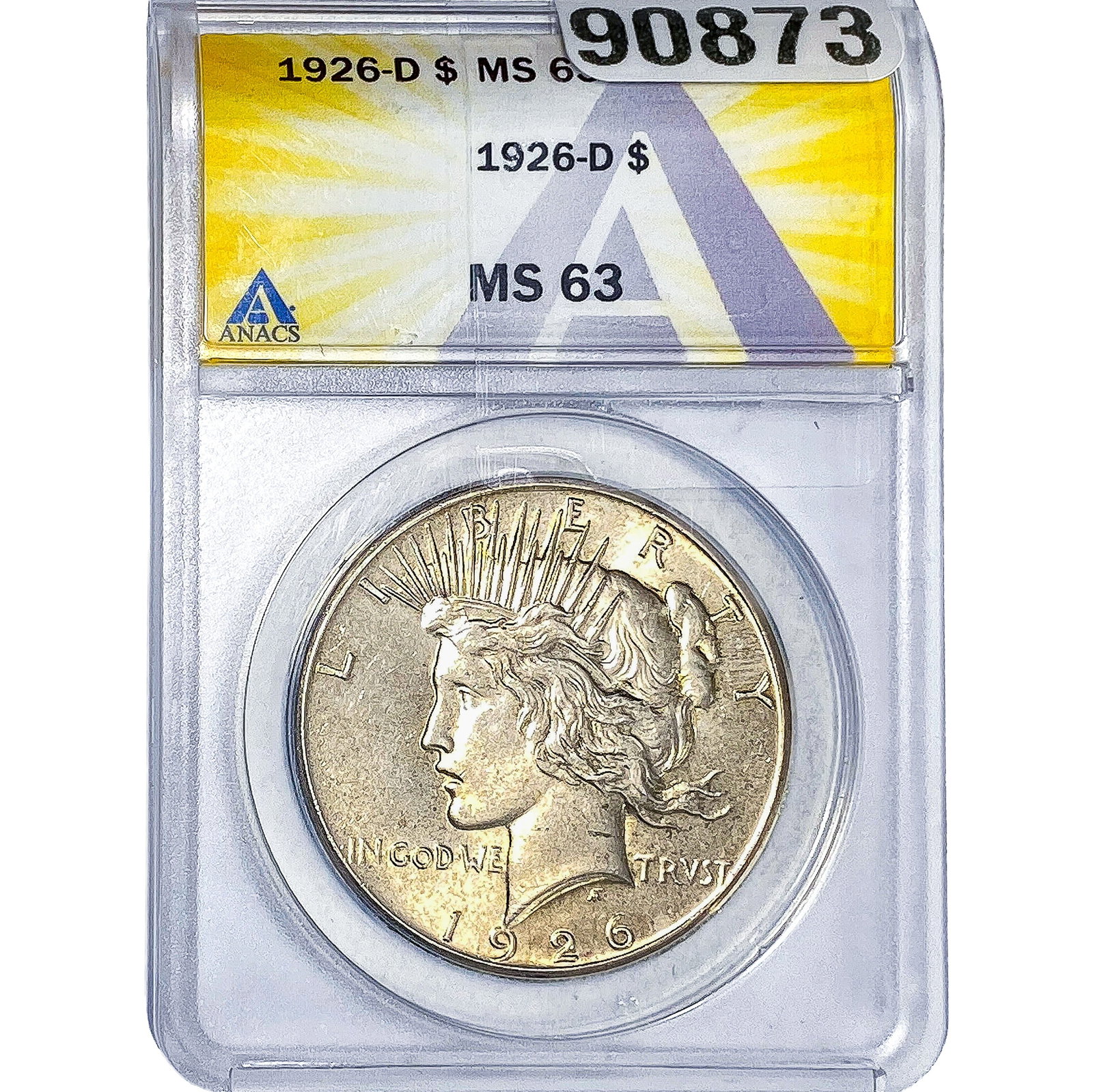 1926 Silver Peace Dollar ANACS MS63: 1926 Silver Peace Dollar ANACS MS63
