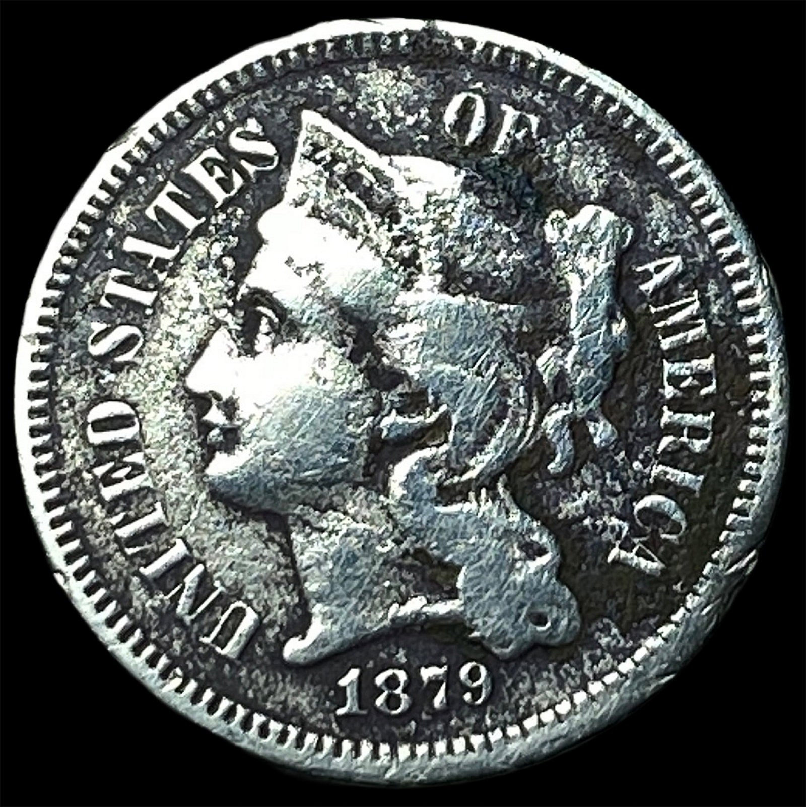 1879 Nickel Three-Cent Piece LIGHTLY CIRCULATED: 1879 Nickel Three-Cent Piece LIGHTLY CIRCULATED