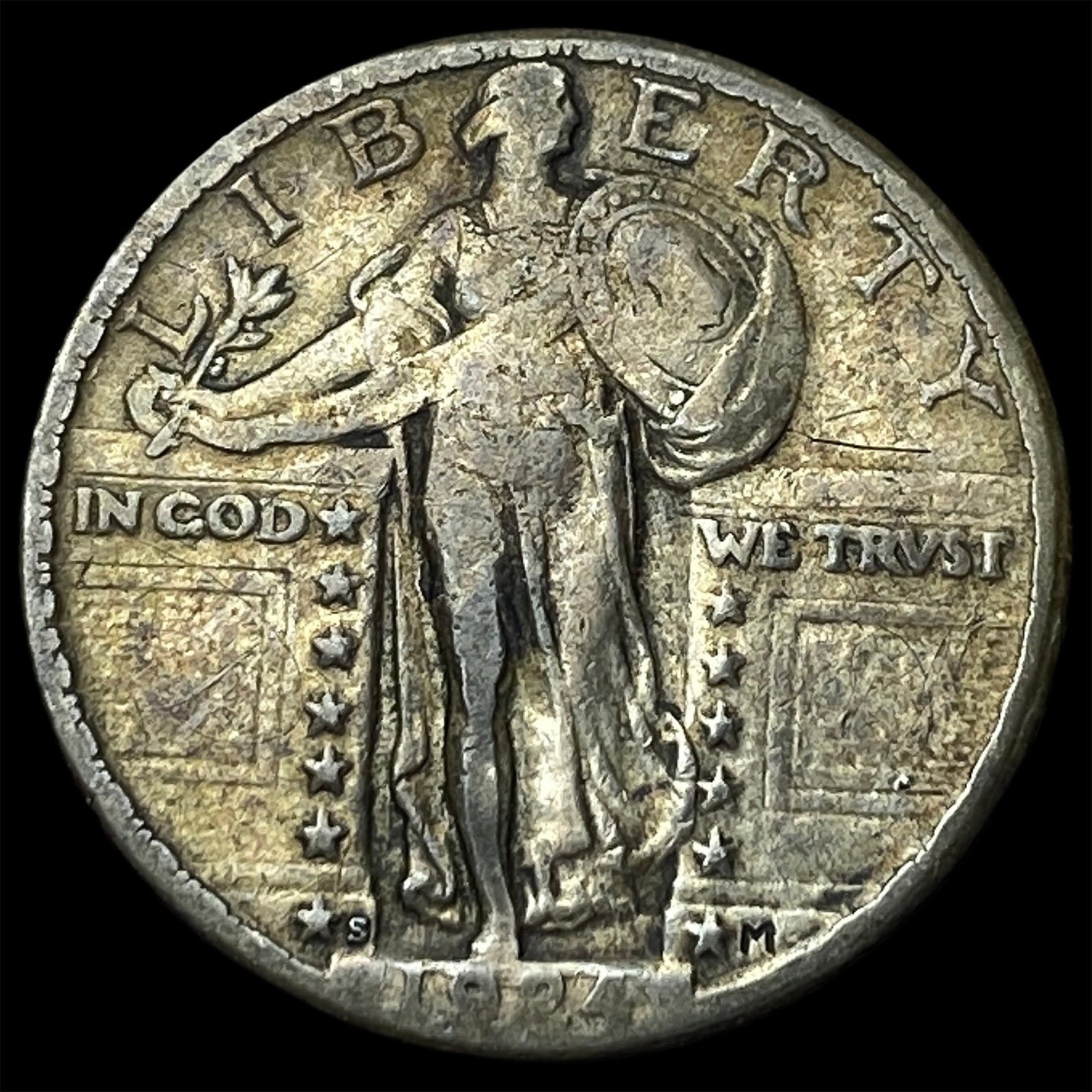 1927-S Silver Standing Liberty Quarter NEARLY UNCIRCULATED: 1927-S Silver Standing Liberty Quarter NEARLY UNCIRCULATED