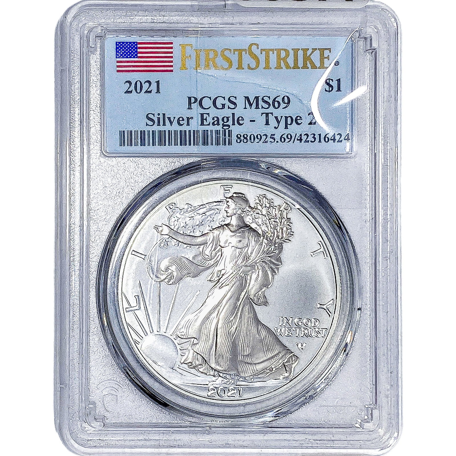 2021 Silver Eagle PCGS MS69: 2021 Silver Eagle PCGS MS69