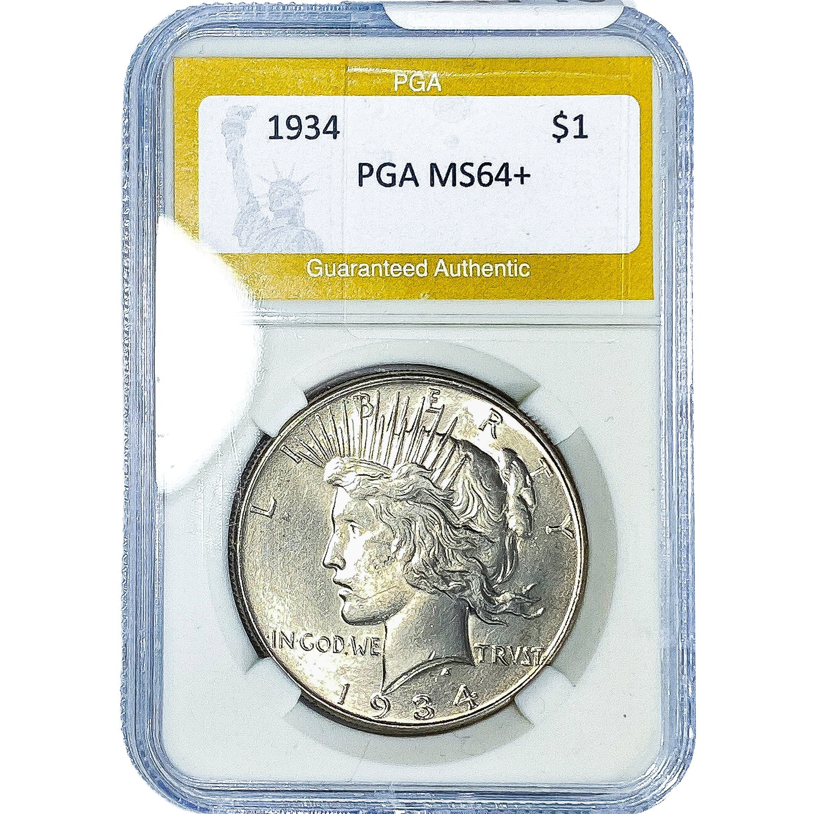 1934 Silver Peace Dollar PGA MS64+: 1934 Silver Peace Dollar PGA MS64+