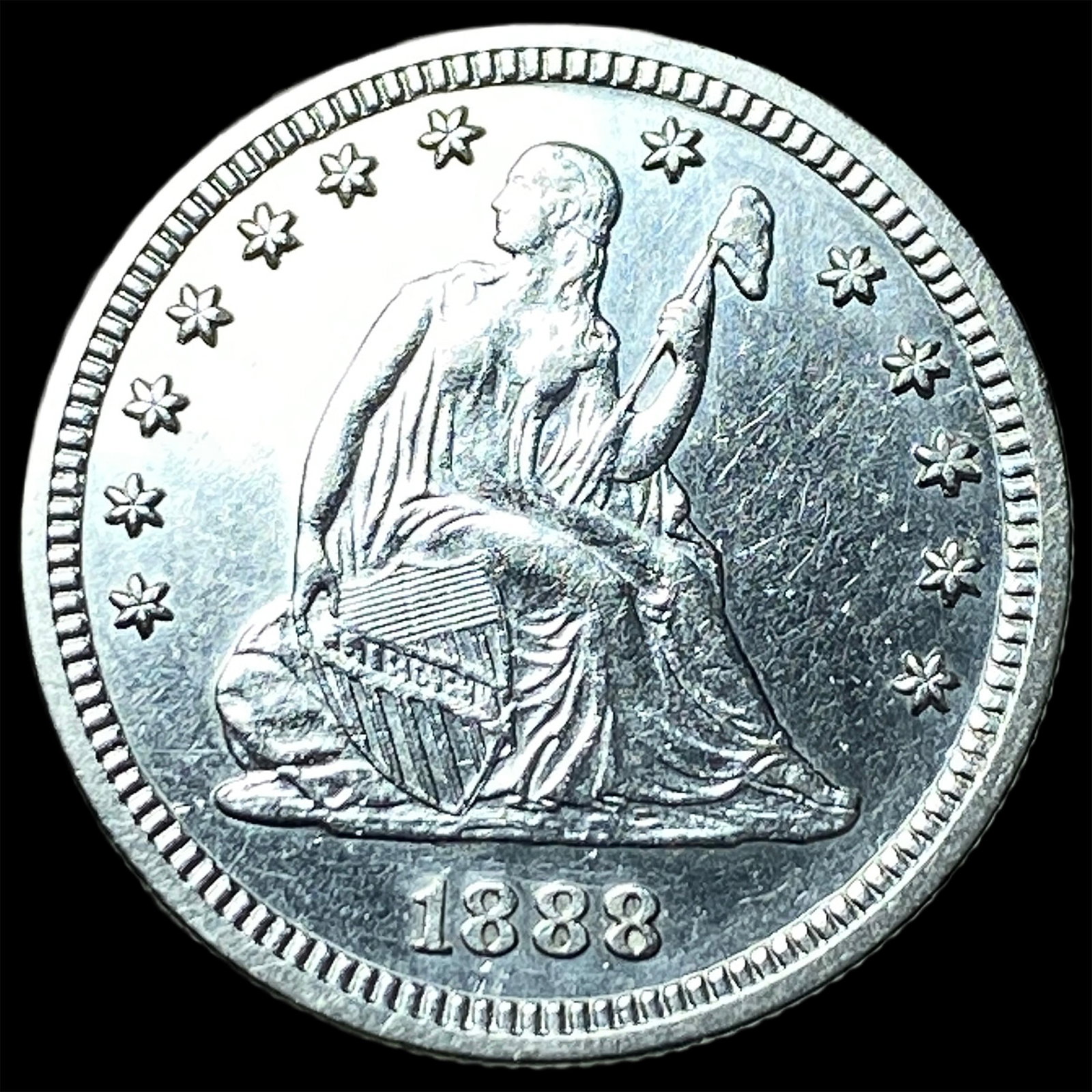 1888-S Silver Seated Liberty Quarter CLOSELY UNCIRCULATED: 1888-S Silver Seated Liberty Quarter CLOSELY UNCIRCULATED