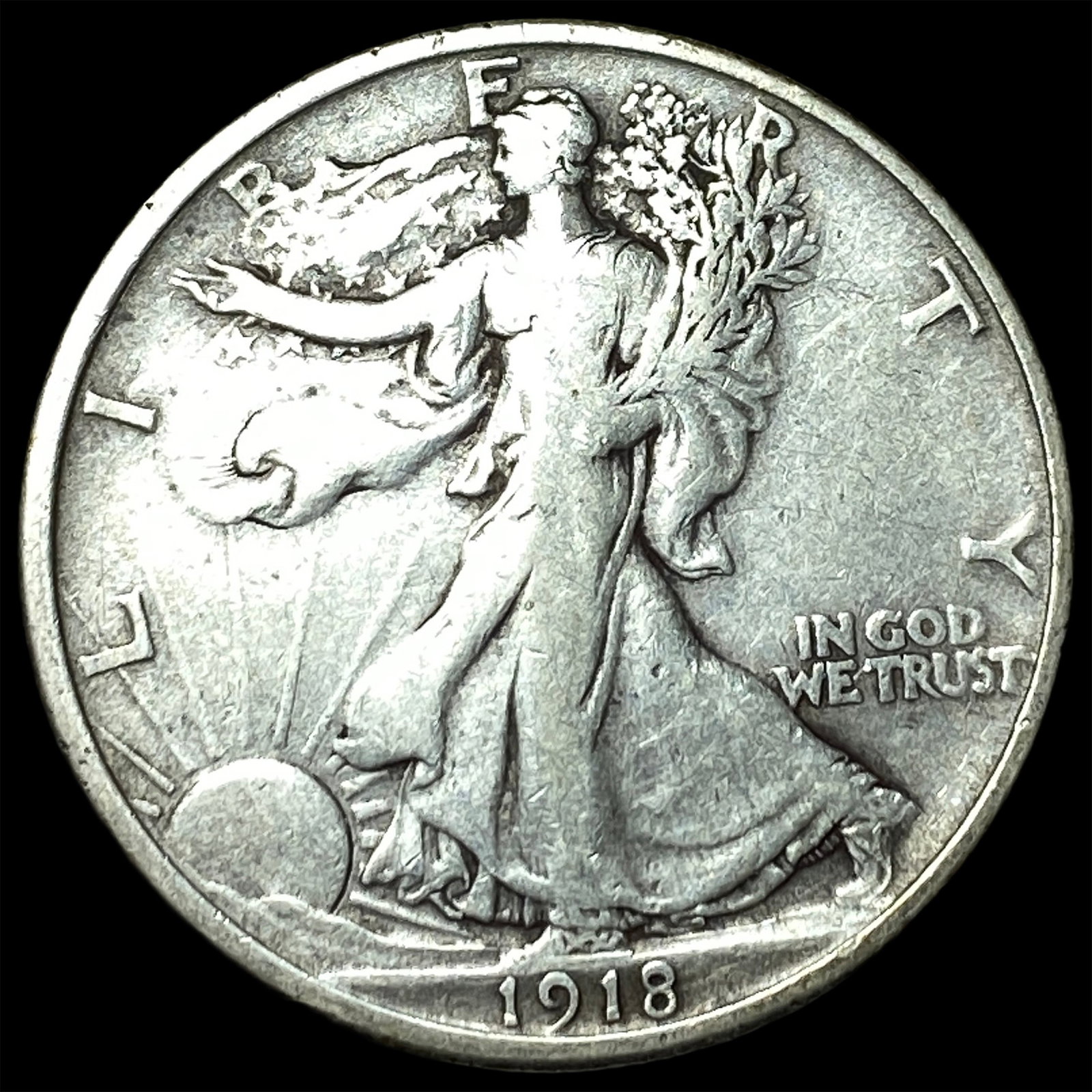 1918 Walking Liberty Half Dollar LIGHTLY CIRCULATED: 1918 Walking Liberty Half Dollar LIGHTLY CIRCULATED