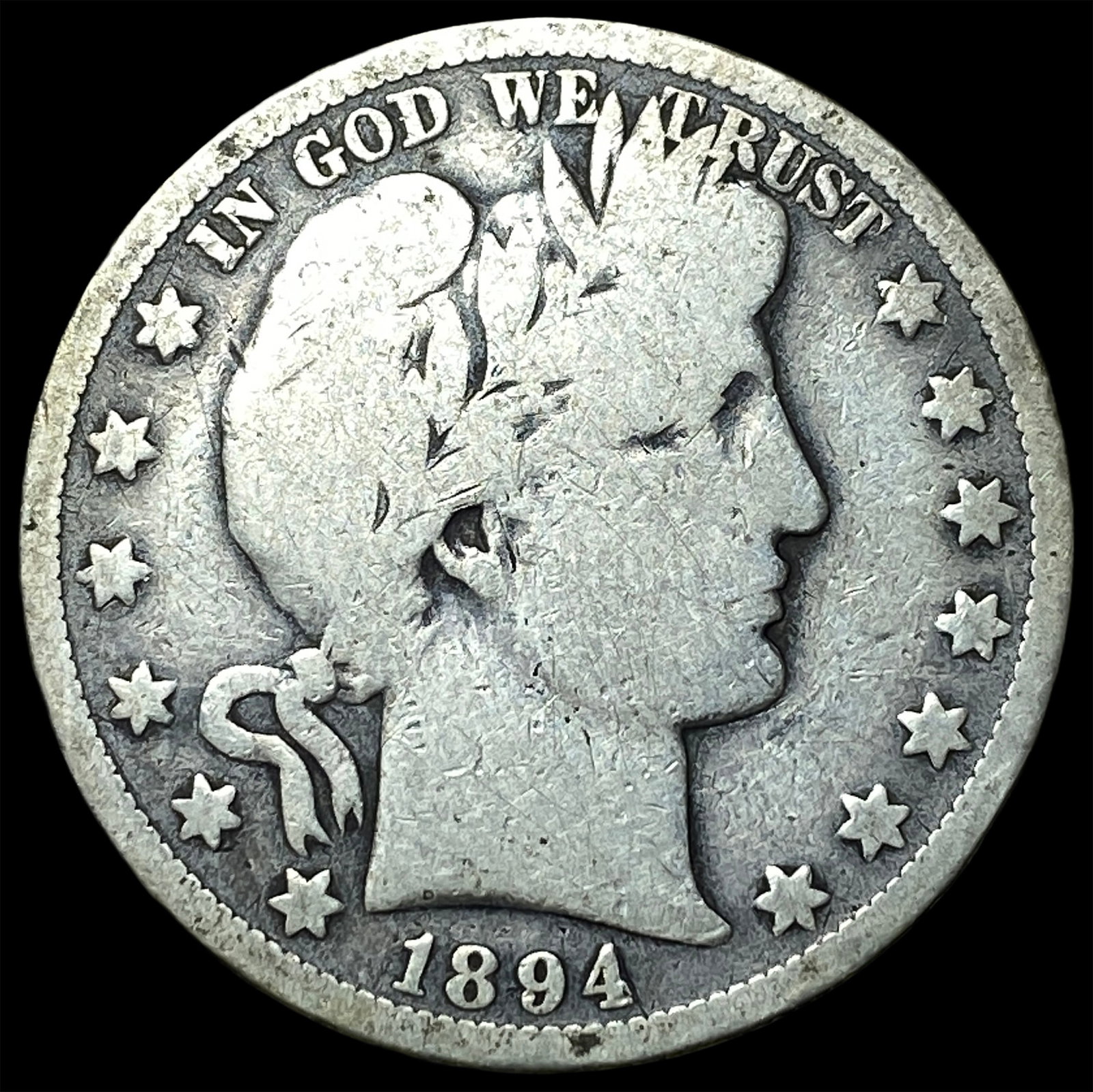 1894-O Silver Barber Half Dollar NICELY CIRCULATED: 1894-O Silver Barber Half Dollar NICELY CIRCULATED