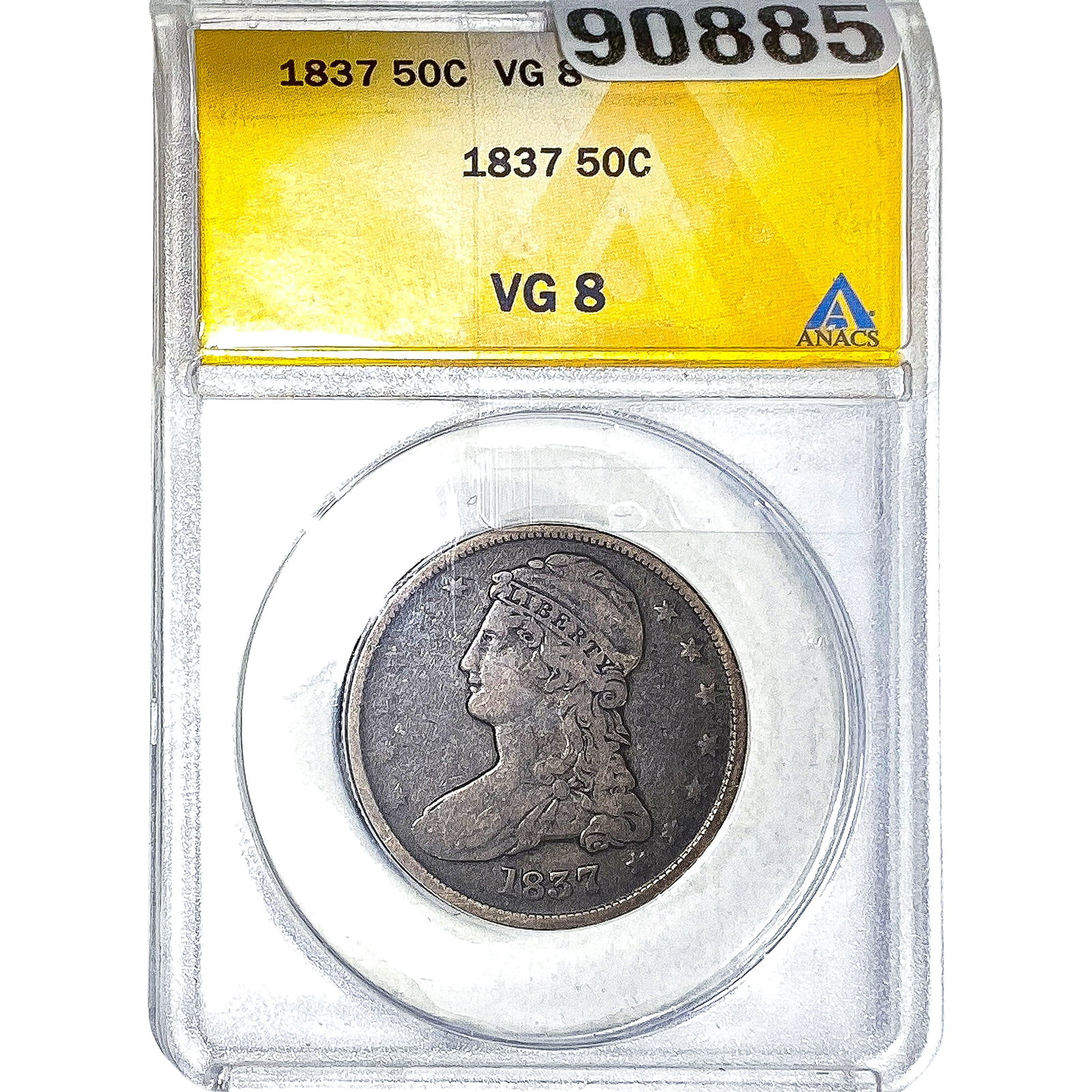 1837 Capped Bust Half Dollar ANACS VG8: 1837 Capped Bust Half Dollar ANACS VG8