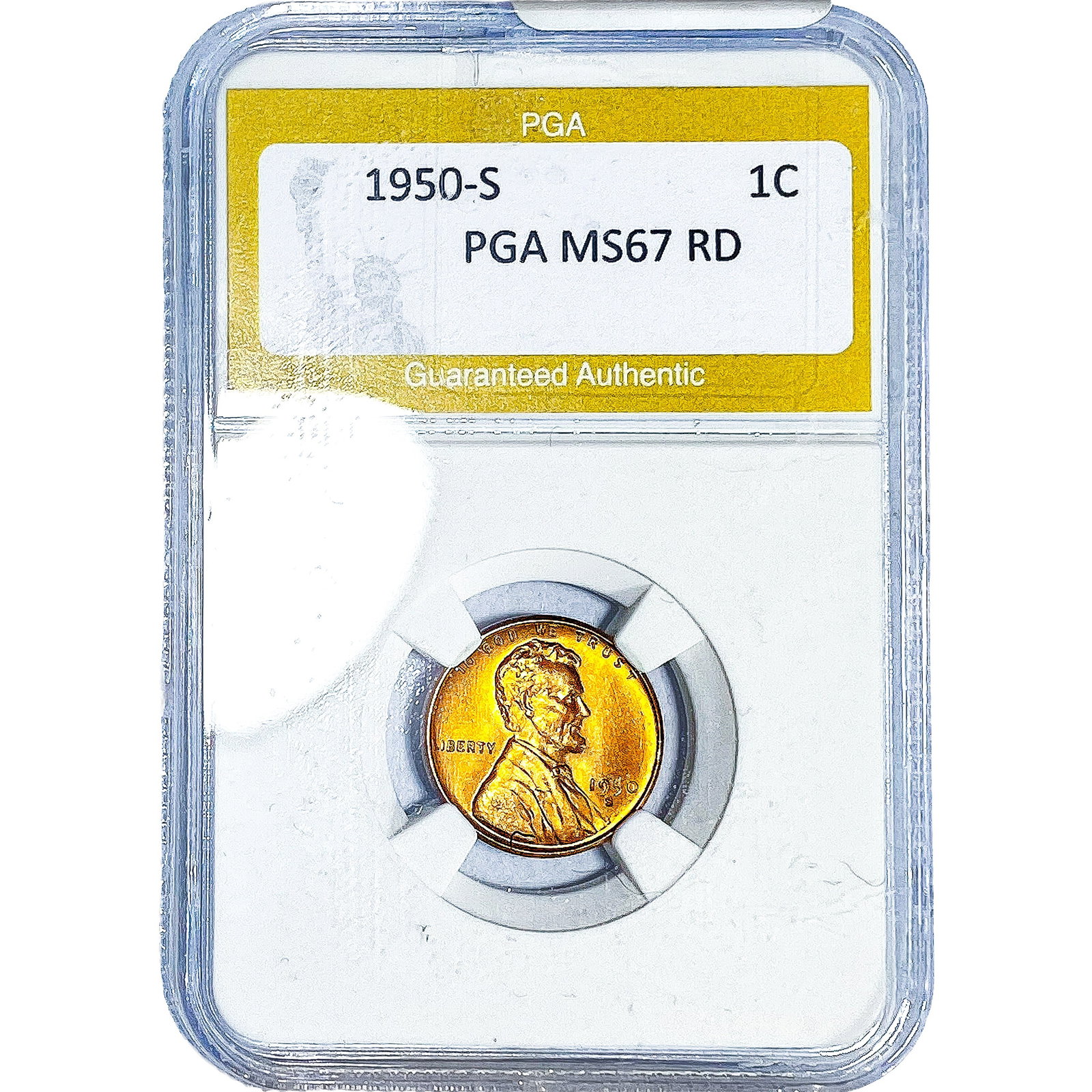 1950-S Wheat Cent PGA MS67 RD: 1950-S Wheat Cent PGA MS67 RD
