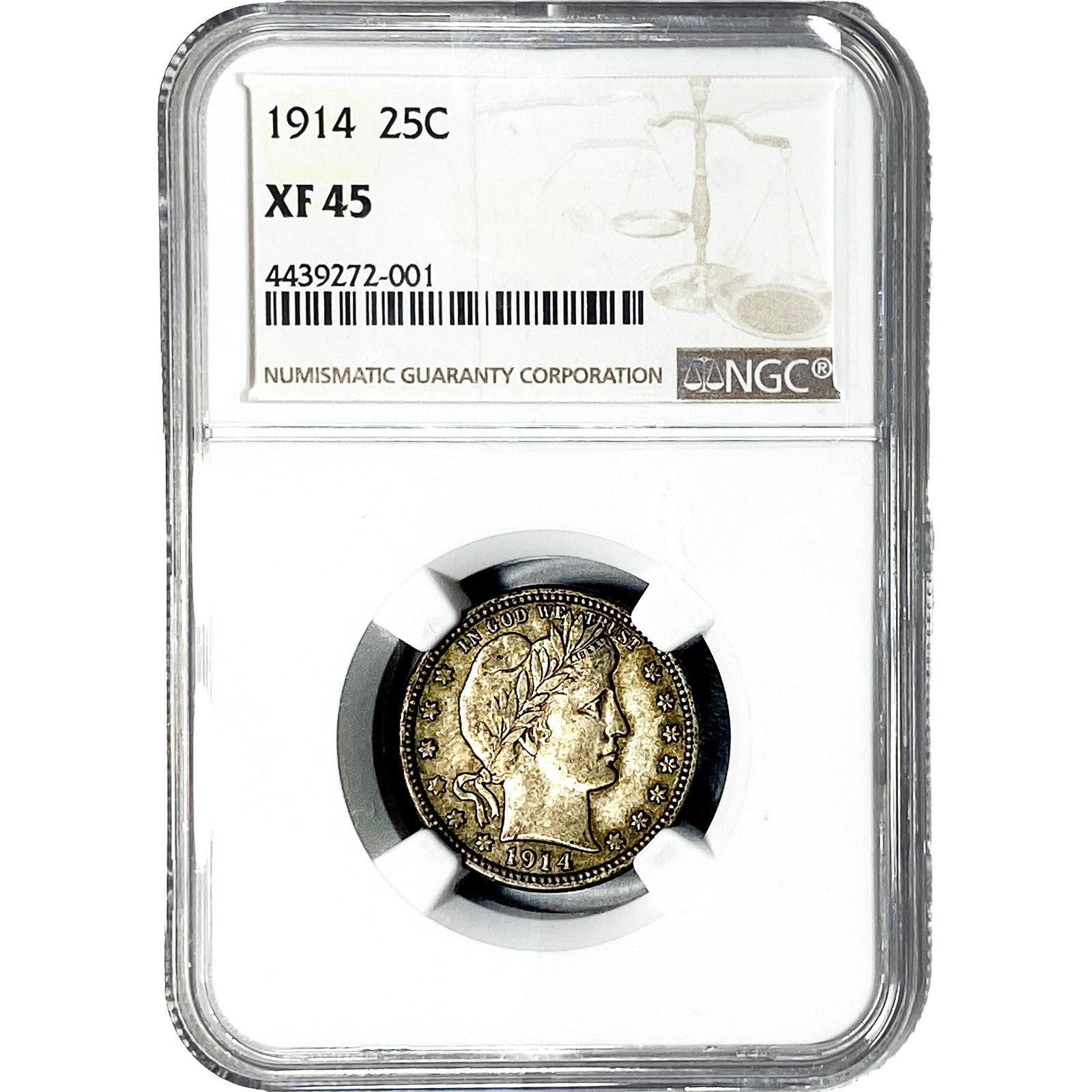 1914 Barber Quarter NGC XF45: 1914 Barber Quarter NGC XF45
