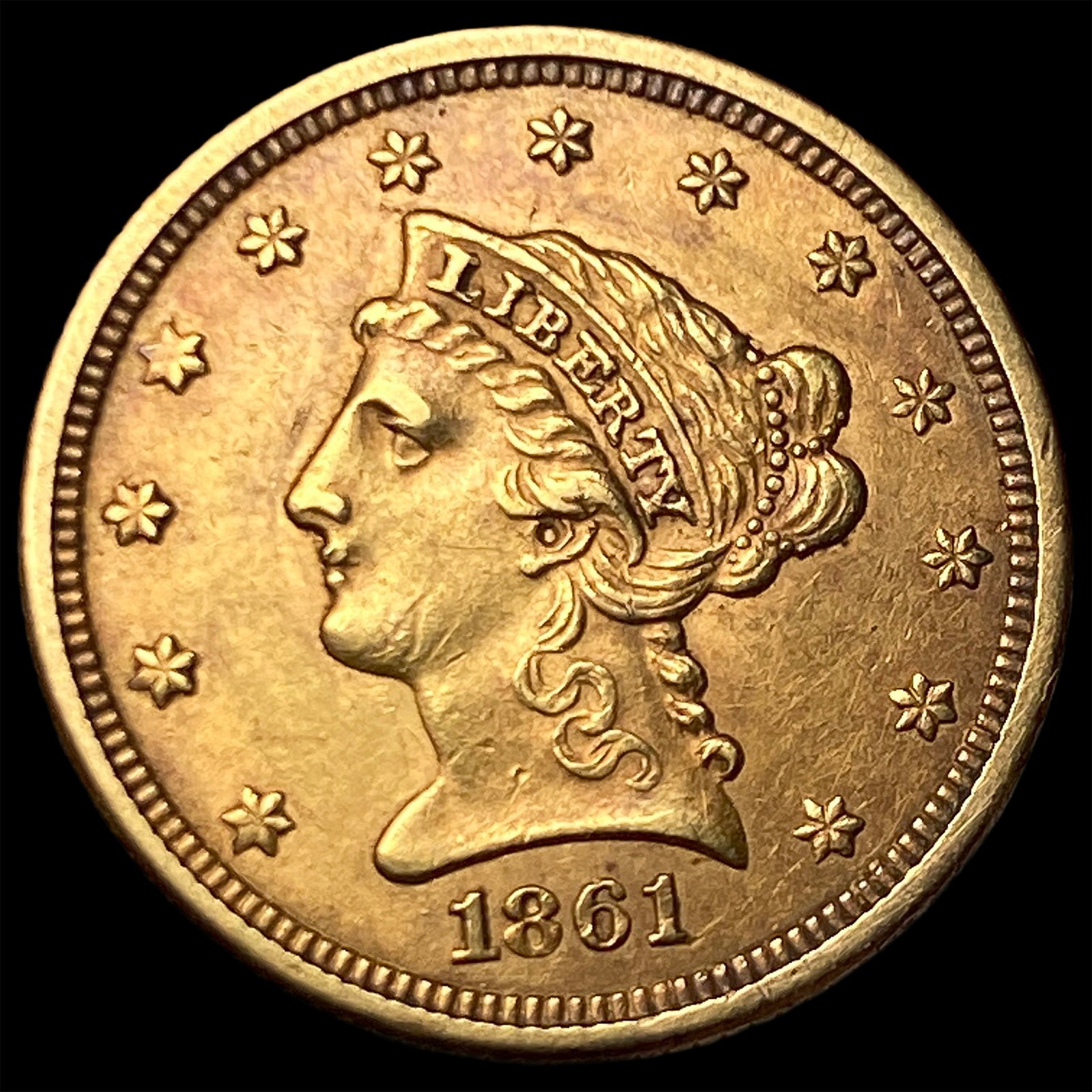 1861 Gold $2.5 Liberty Head Quarter Eagle CLOSELY UNCIRCULATED (1 of 2)