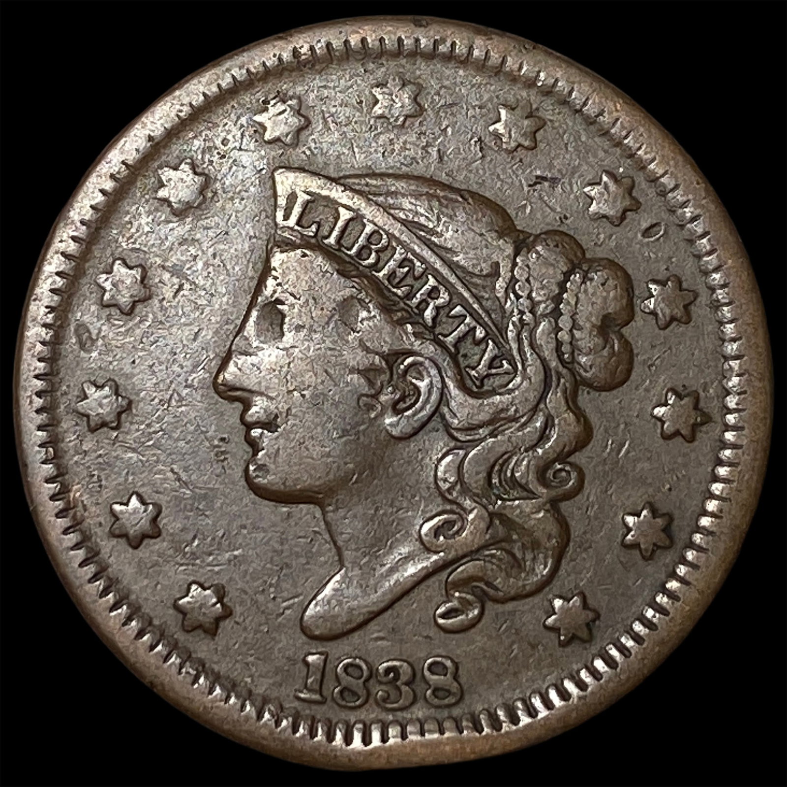 1838 Coronet Head Large Cent LIGHTLY CIRCULATED (1 of 2)