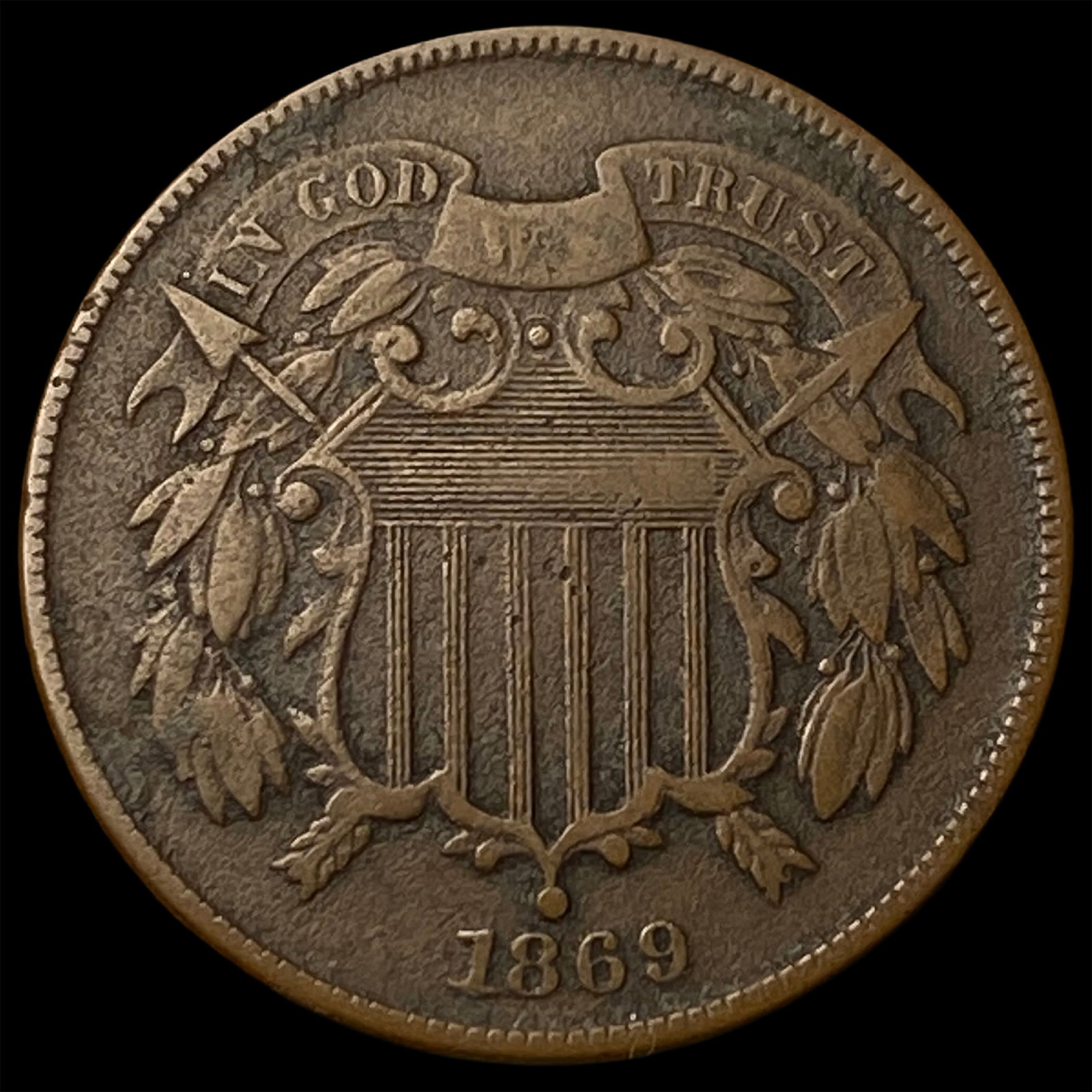 1869 Two-Cent Piece ABOUT UNCIRCULATED (1 of 2)