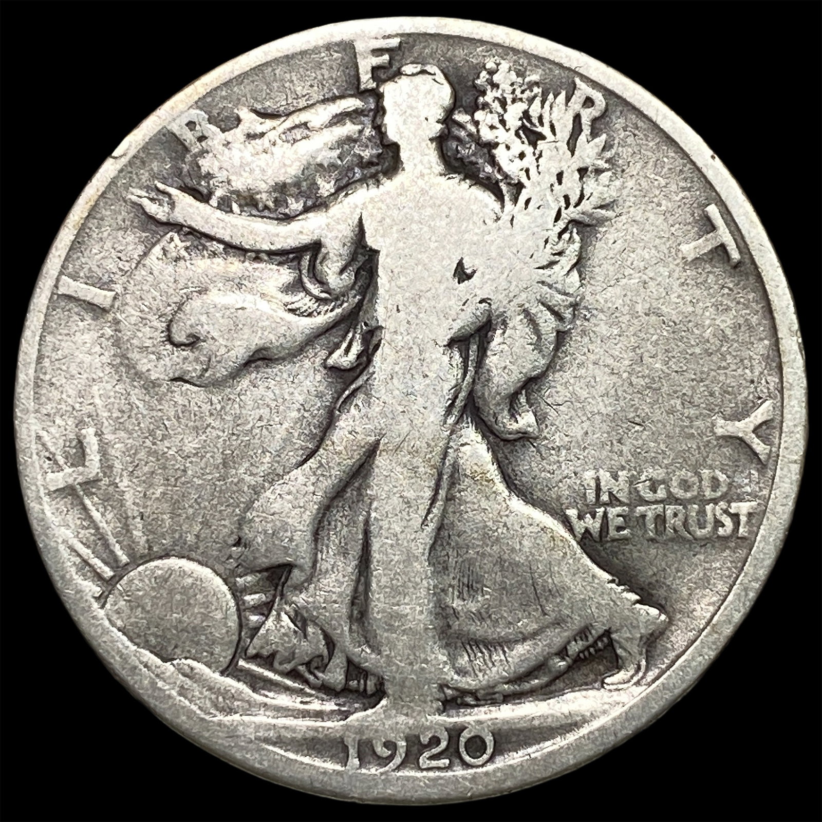 1920-D Silver Walking Liberty Half Dollar NICELY CIRCULATED: 1920-D Silver Walking Liberty Half Dollar NICELY CIRCULATED