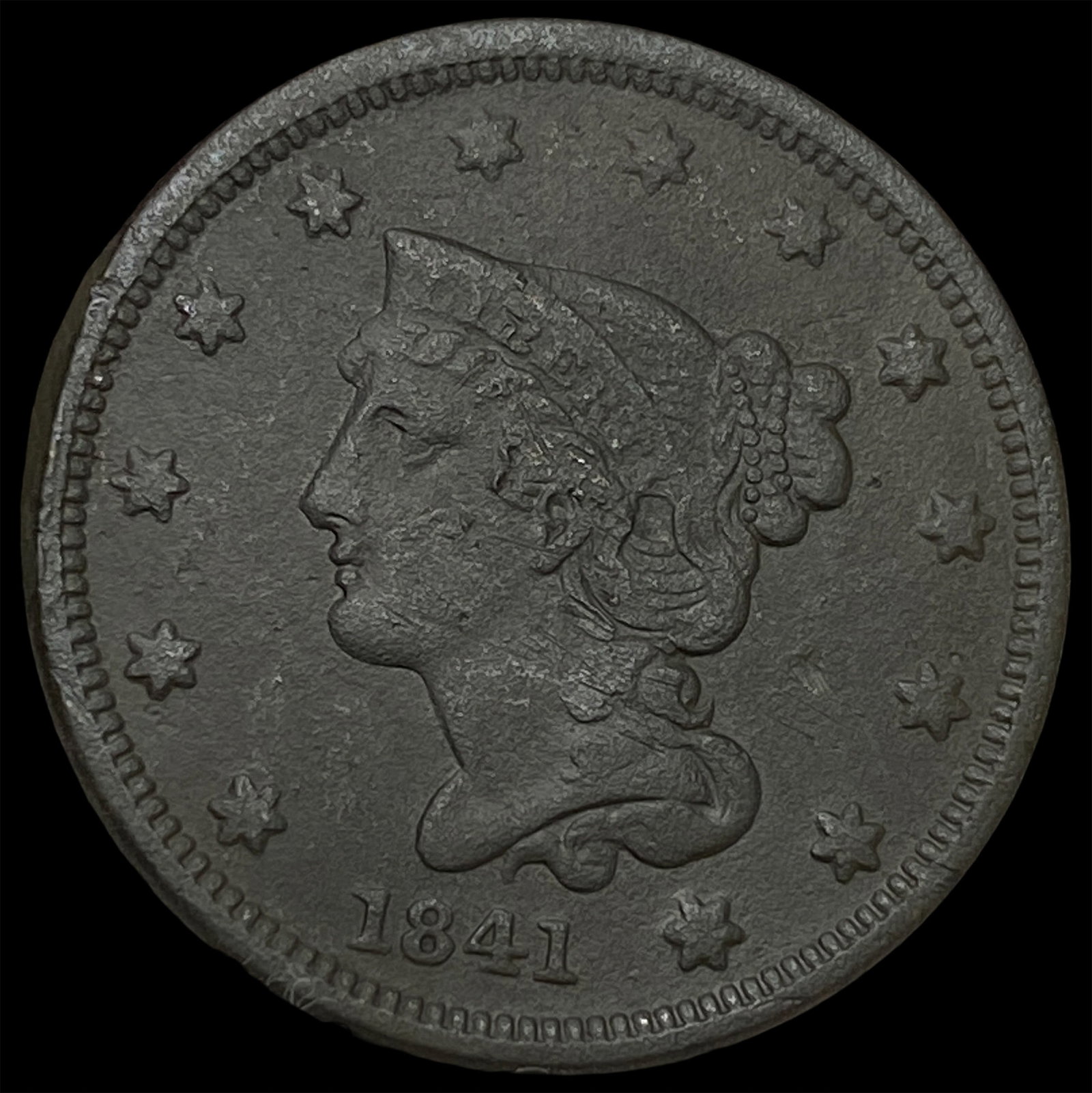 1841 Braided Hair Large Cent HIGH GRADE: 1841 Braided Hair Large Cent HIGH GRADE