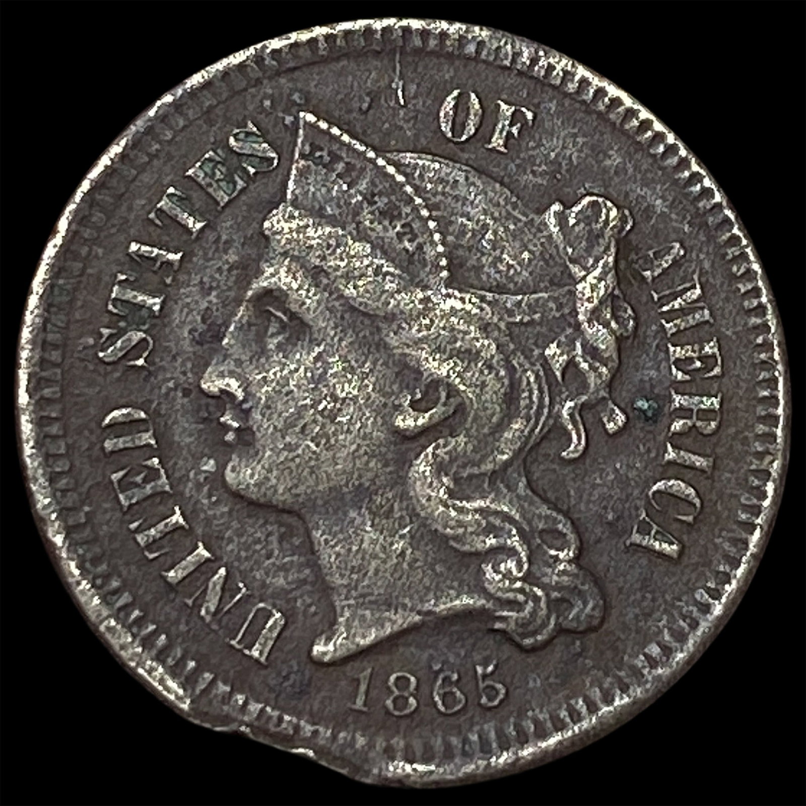 1865 Nickel Three-Cent Piece LIGHTLY CIRCULATED: 1865 Nickel Three-Cent Piece LIGHTLY CIRCULATED