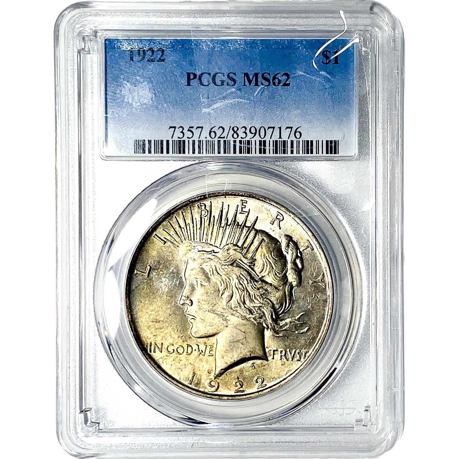 1922 Silver Peace Dollar PCGS MS62: 1922 Silver Peace Dollar PCGS MS62