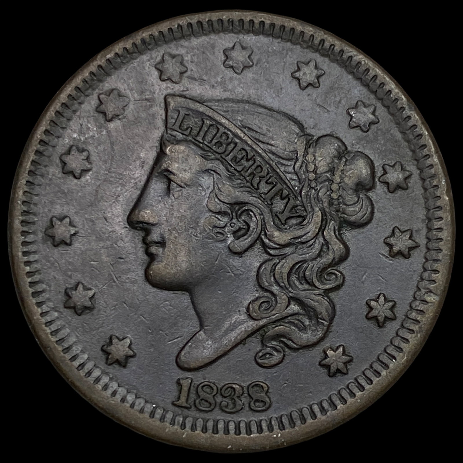 1838 Braided Hair Large Cent NEARLY UNCIRCULATED (1 of 2)