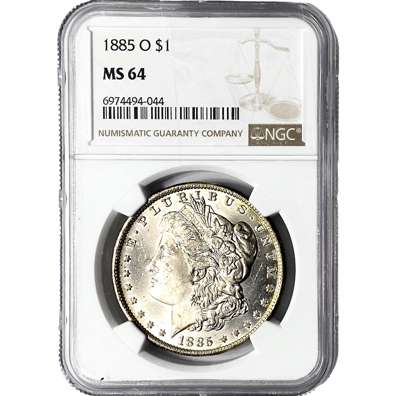 1885-O Morgan Silver Dollar NGC MS64: 1885-O Morgan Silver Dollar NGC MS64