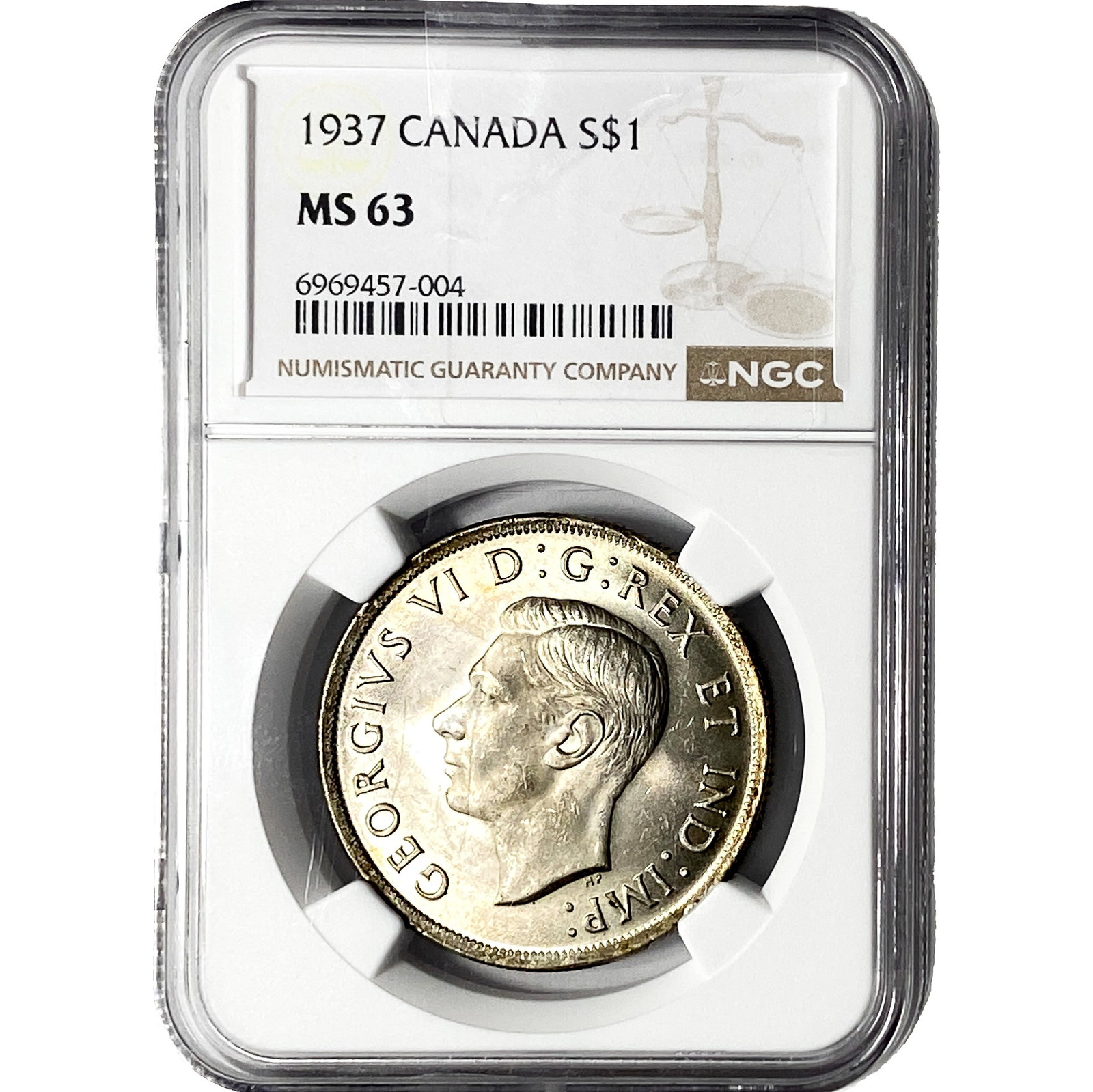 1937 $1 Sliver Canada NGC MS63: 1937 $1 Sliver Canada NGC MS63