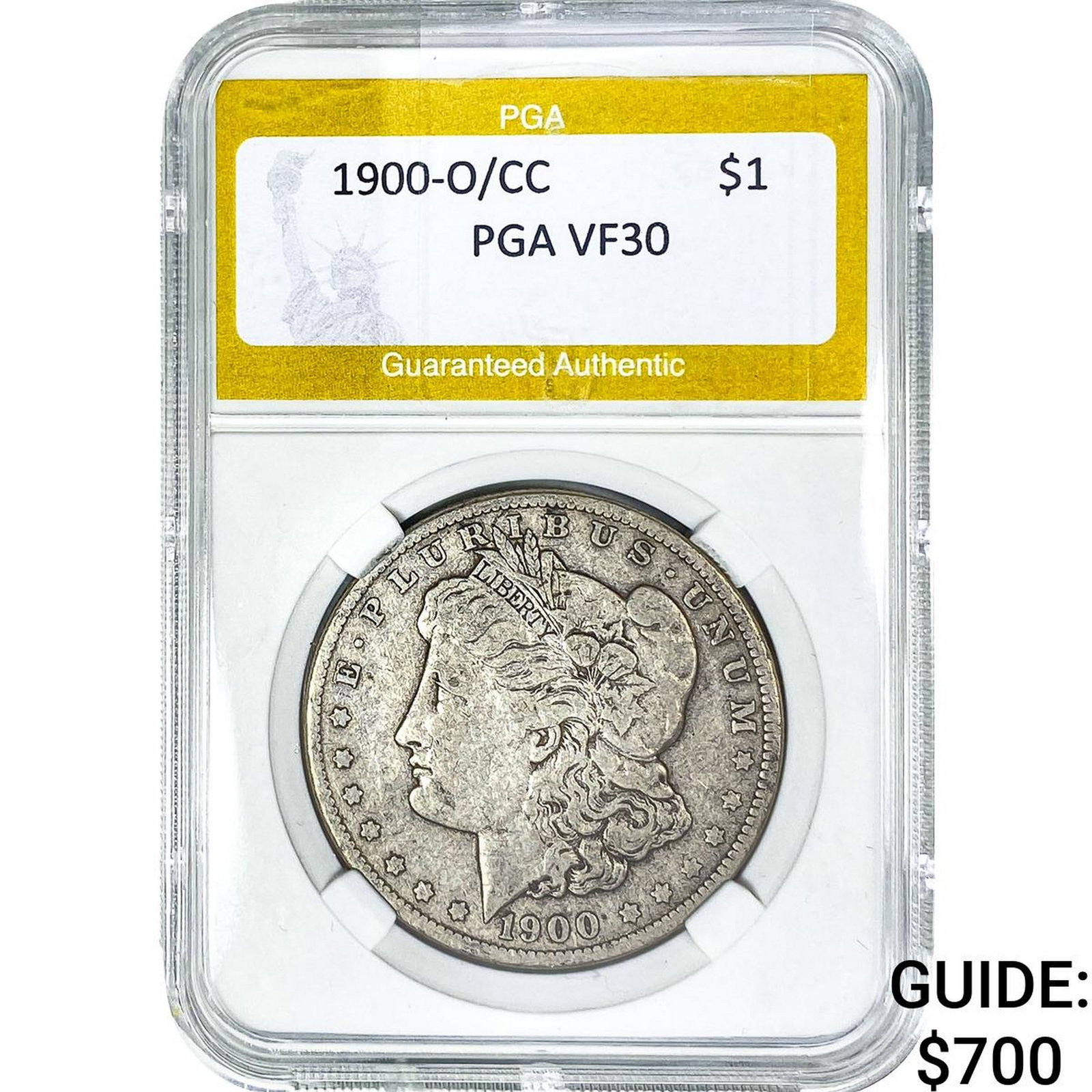 1900-O/CC Morgan Silver Dollar PGA VF30: 1900-O/CC Morgan Silver Dollar PGA VF30