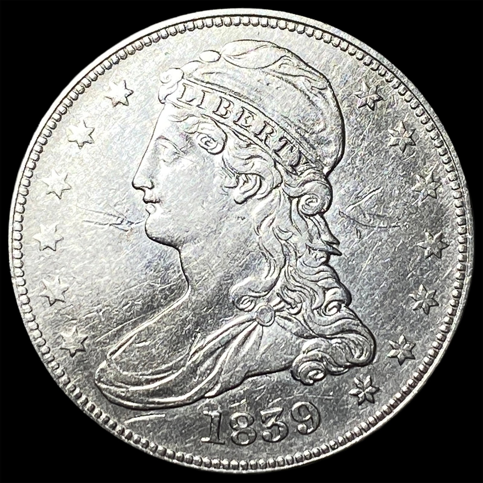 1839 Silver Capped Bust Half Dollar NEARLY UNCIRCULATED: 1839 Silver Capped Bust Half Dollar NEARLY UNCIRCULATED