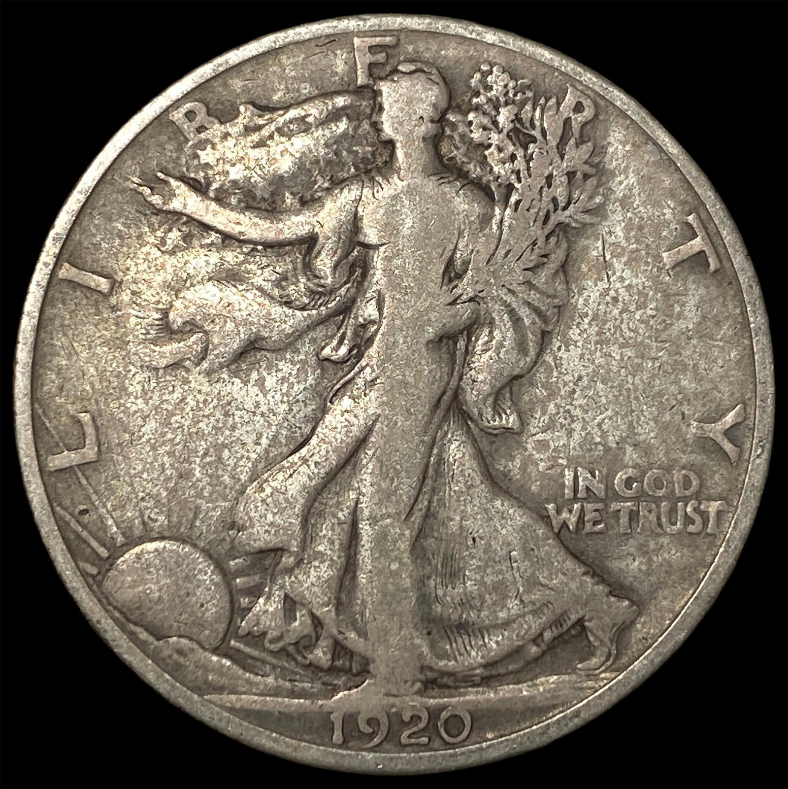 1920-S Silver Walking Liberty Half Dollar LIGHTLY CIRCULATED: 1920-S Silver Walking Liberty Half Dollar LIGHTLY CIRCULATED