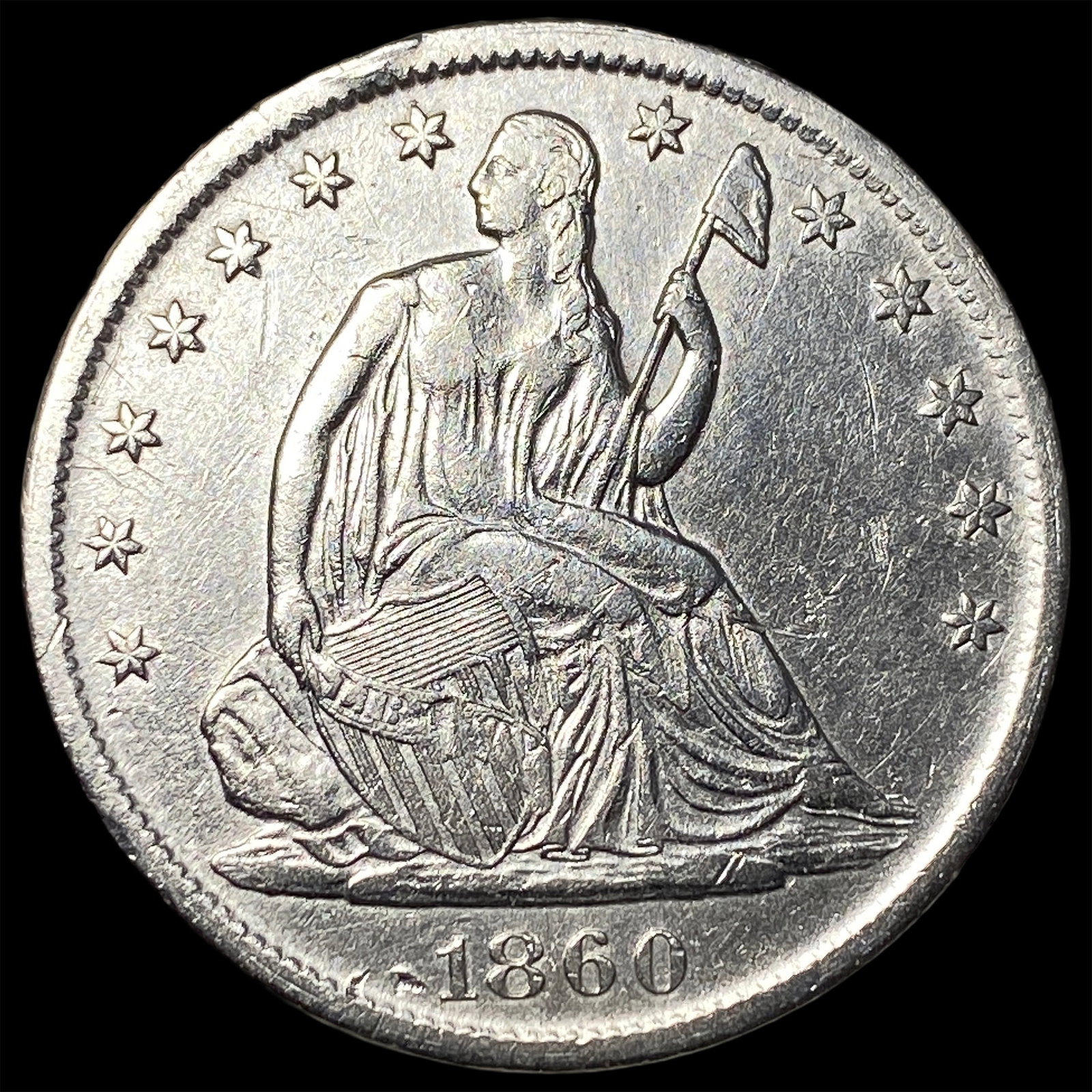 1860-S Silver Half Dollar CHOICE AU: 1860-S Silver Half Dollar CHOICE AU