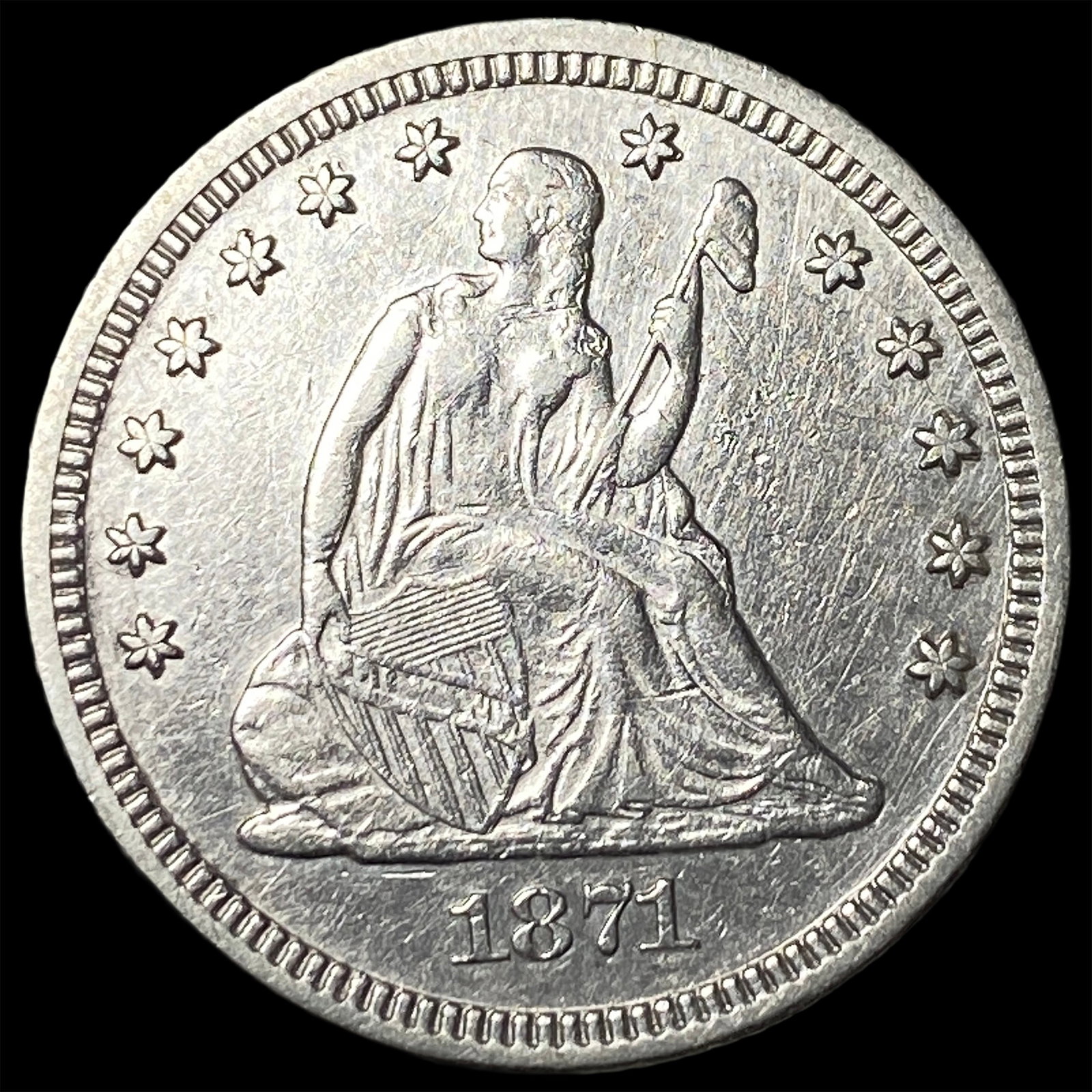 1871 Seated Liberty Quarter CLOSELY UNCIRCULATED (1 of 2)