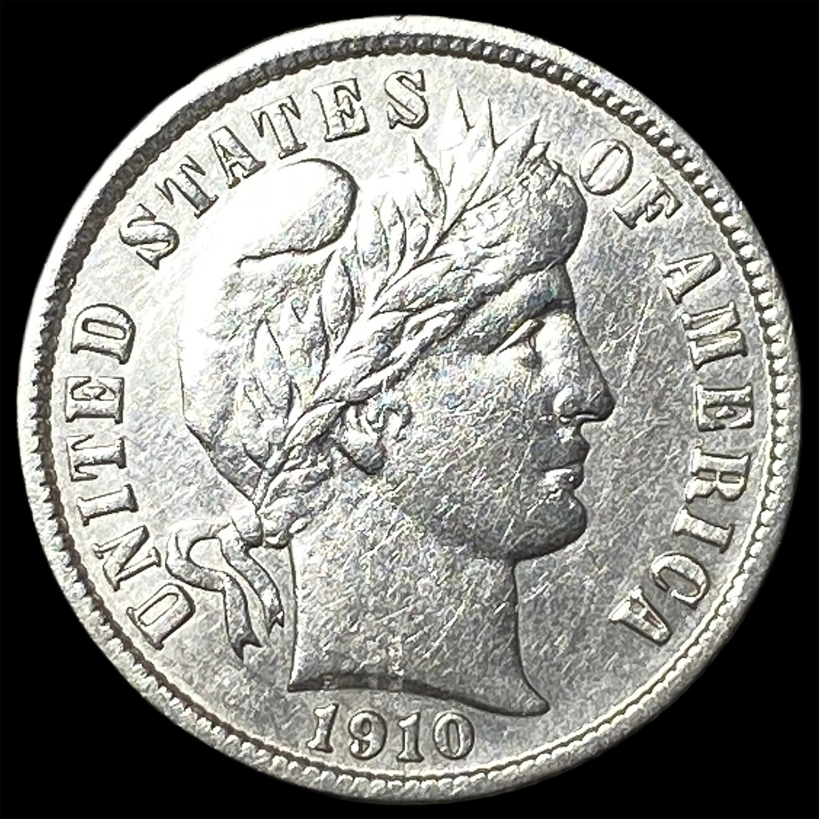 1910-S Silver Barber Dime CLOSELY UNCIRCULATED: 1910-S Silver Barber Dime CLOSELY UNCIRCULATED