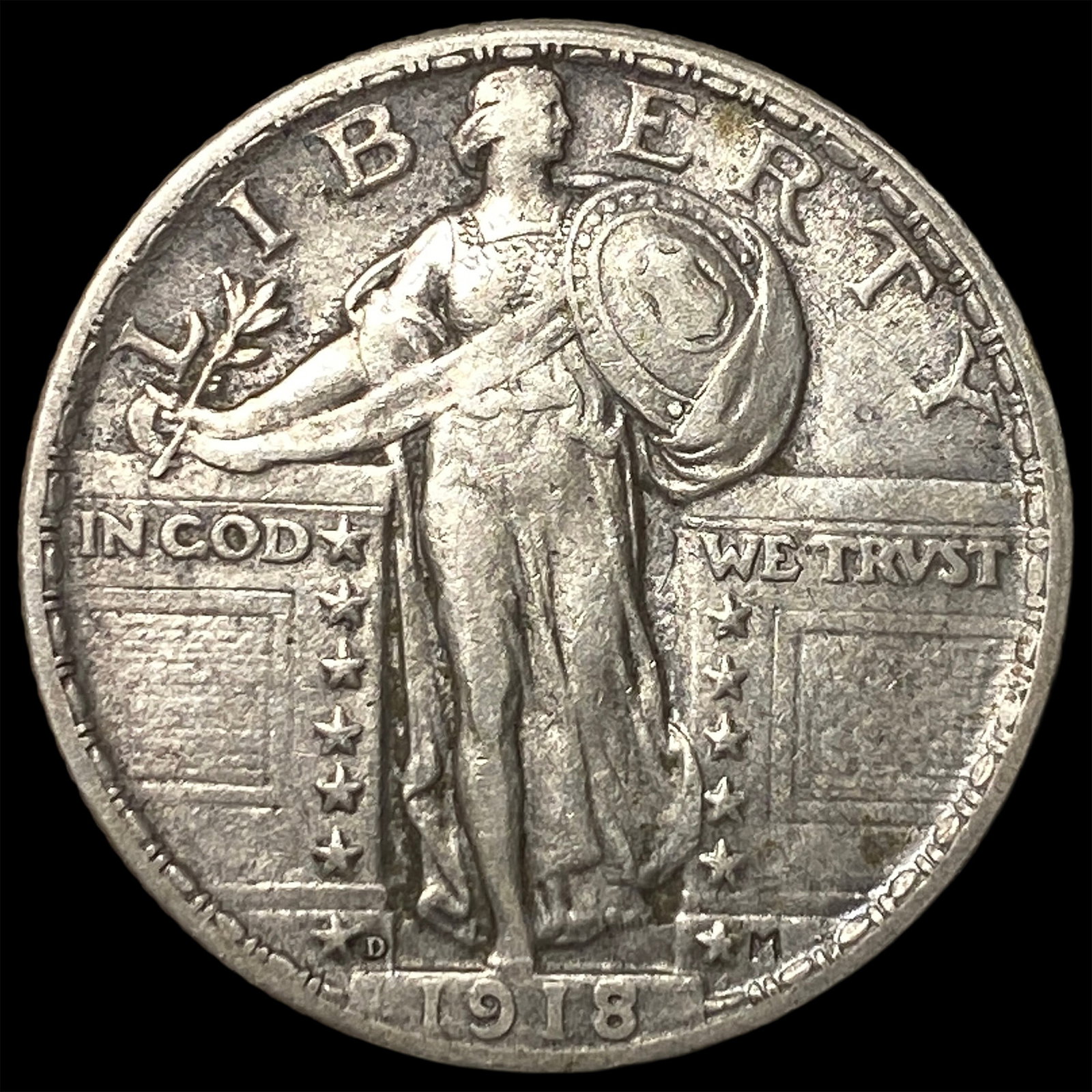 1918-D Silver Standing Liberty Quarter NEARLY UNCIRCULATED (1 of 2)