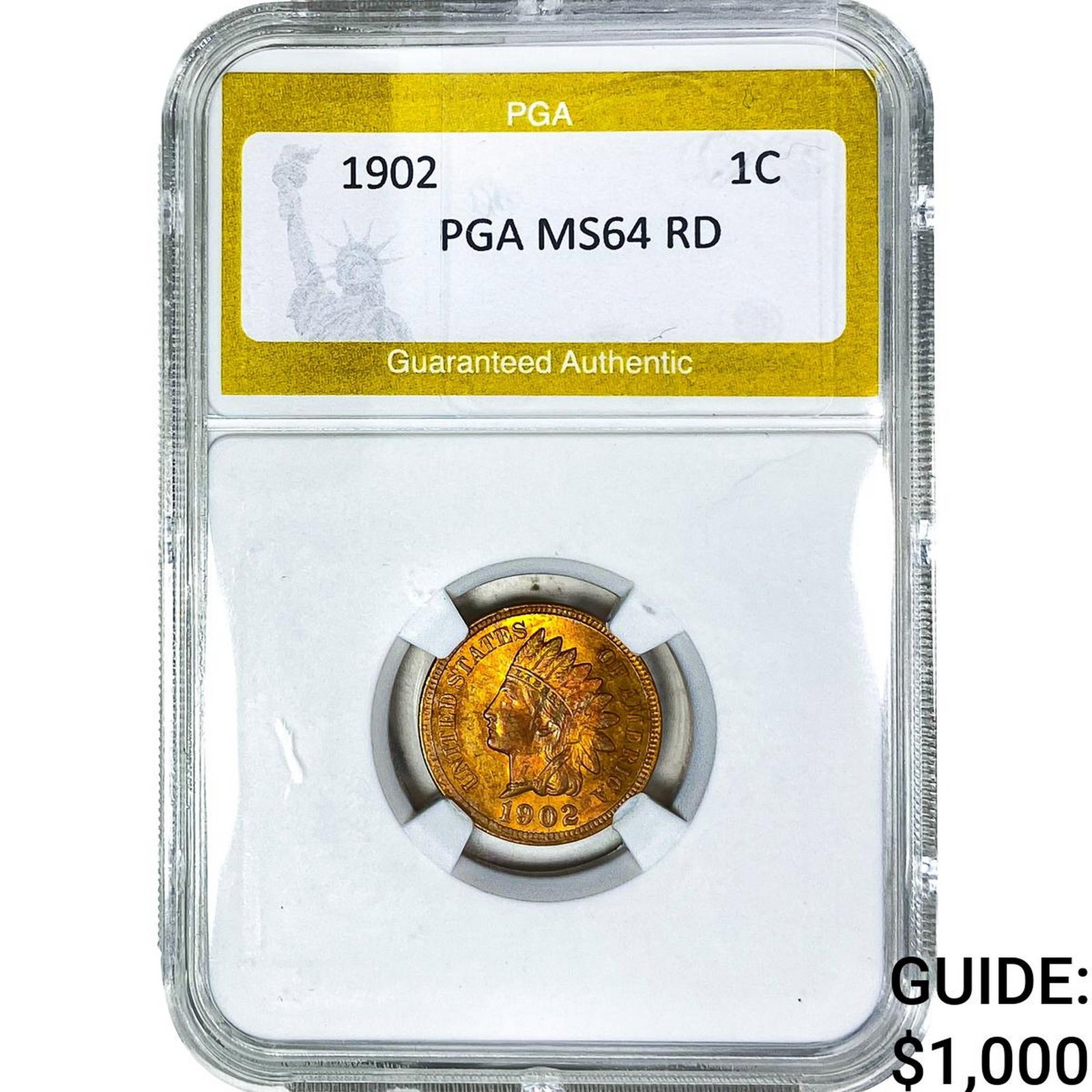 1902 Indian Head Cent PGA MS64 RD: 1902 Indian Head Cent PGA MS64 RD