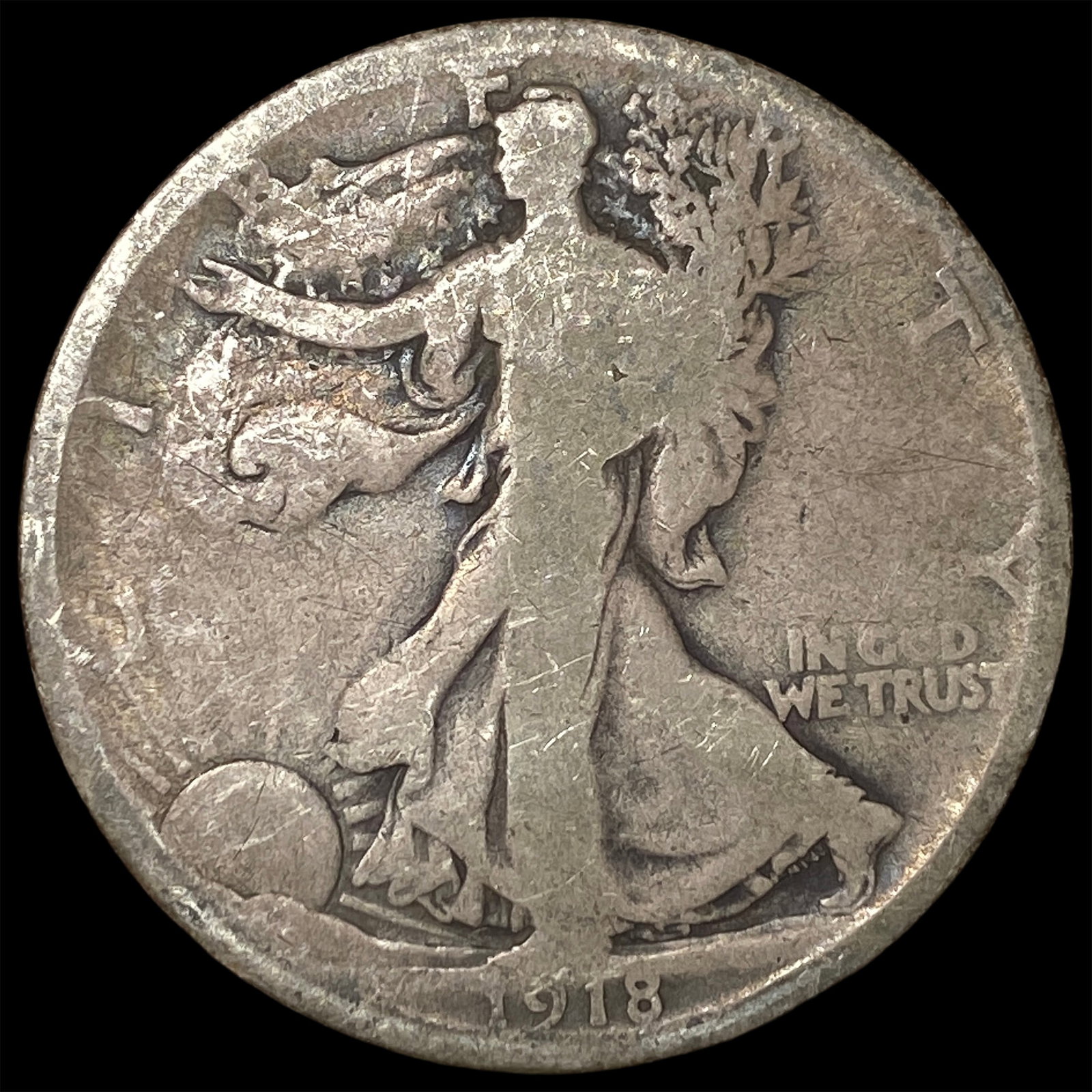 1918-D Silver Walking Liberty Half Dollar ABOUT UNCIRCULATED: 1918-D Silver Walking Liberty Half Dollar ABOUT UNCIRCULATED