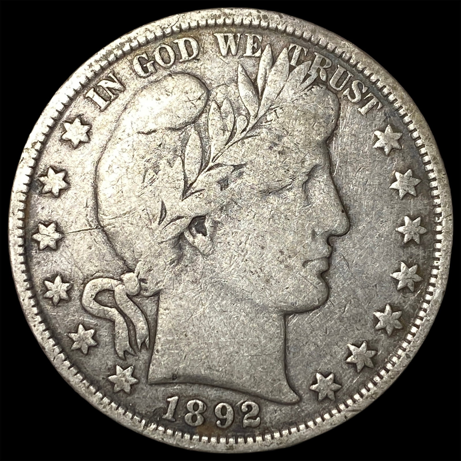 1892 Silver Barber Half Dollar NEARLY UNCIRCULATED: 1892 Silver Barber Half Dollar NEARLY UNCIRCULATED