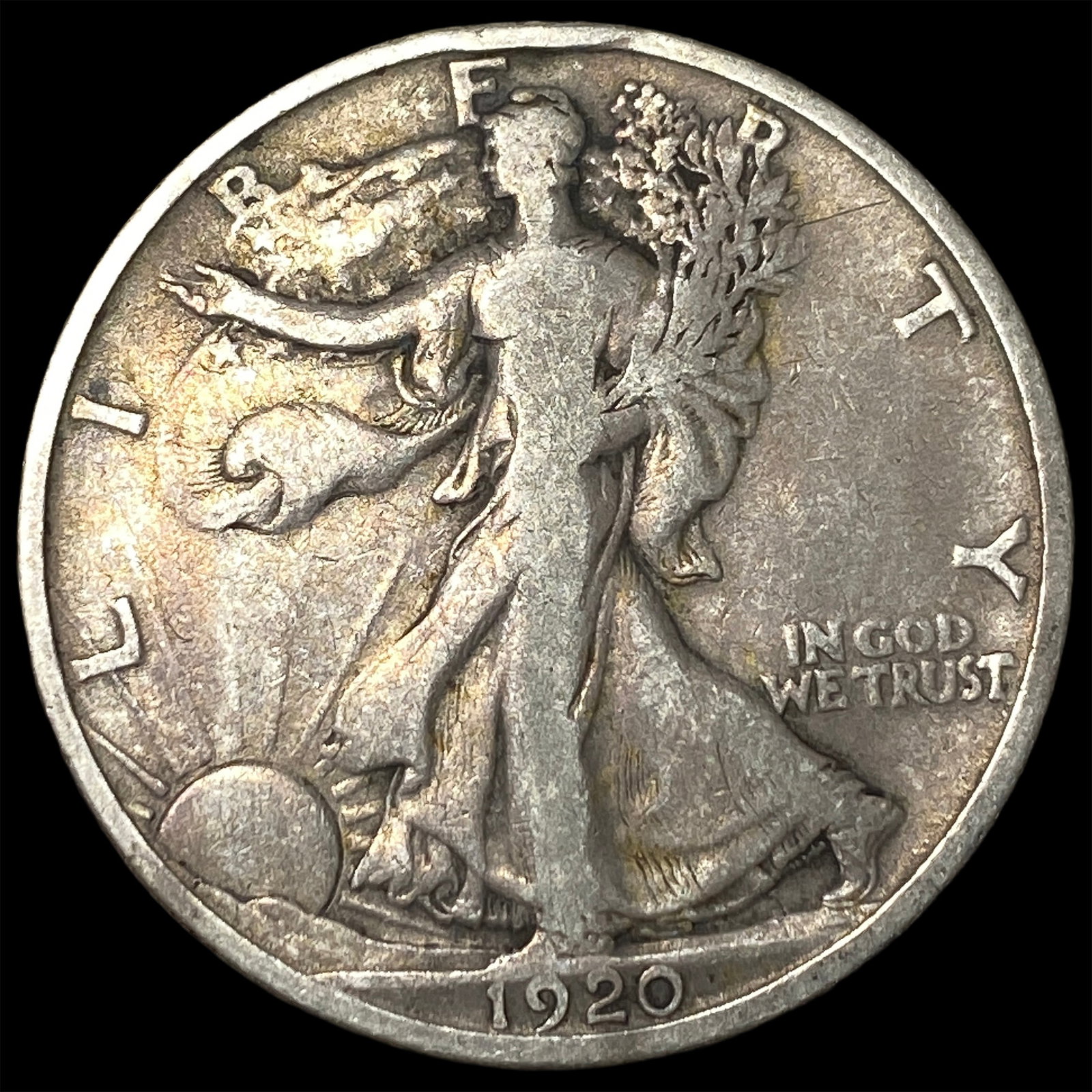 1920-S Silver Half Dollar Walking Liberty LIGHTLY CIRCULATED: 1920-S Silver Half Dollar Walking Liberty LIGHTLY CIRCULATED
